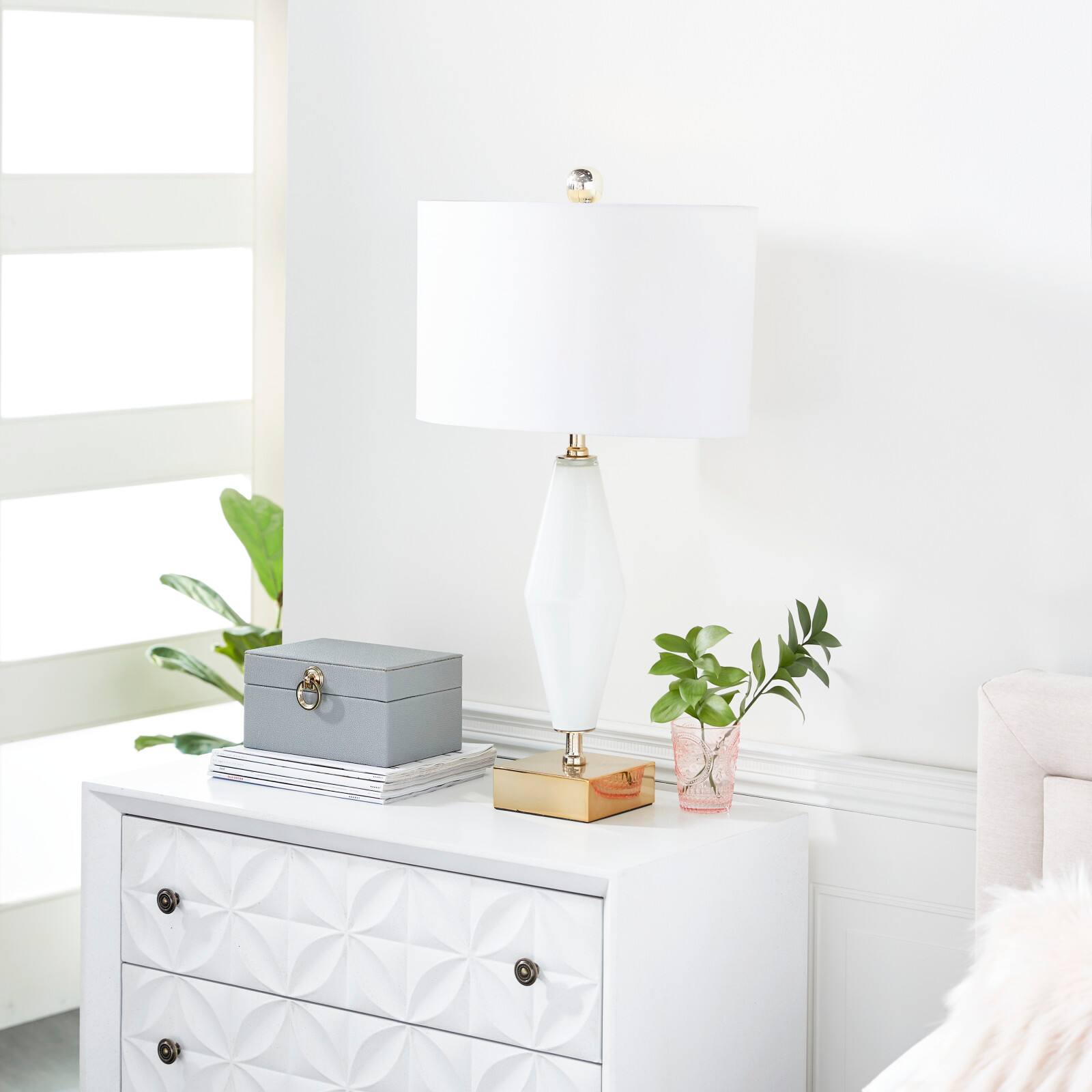 31" Gold Glass Transitional Table Lamp