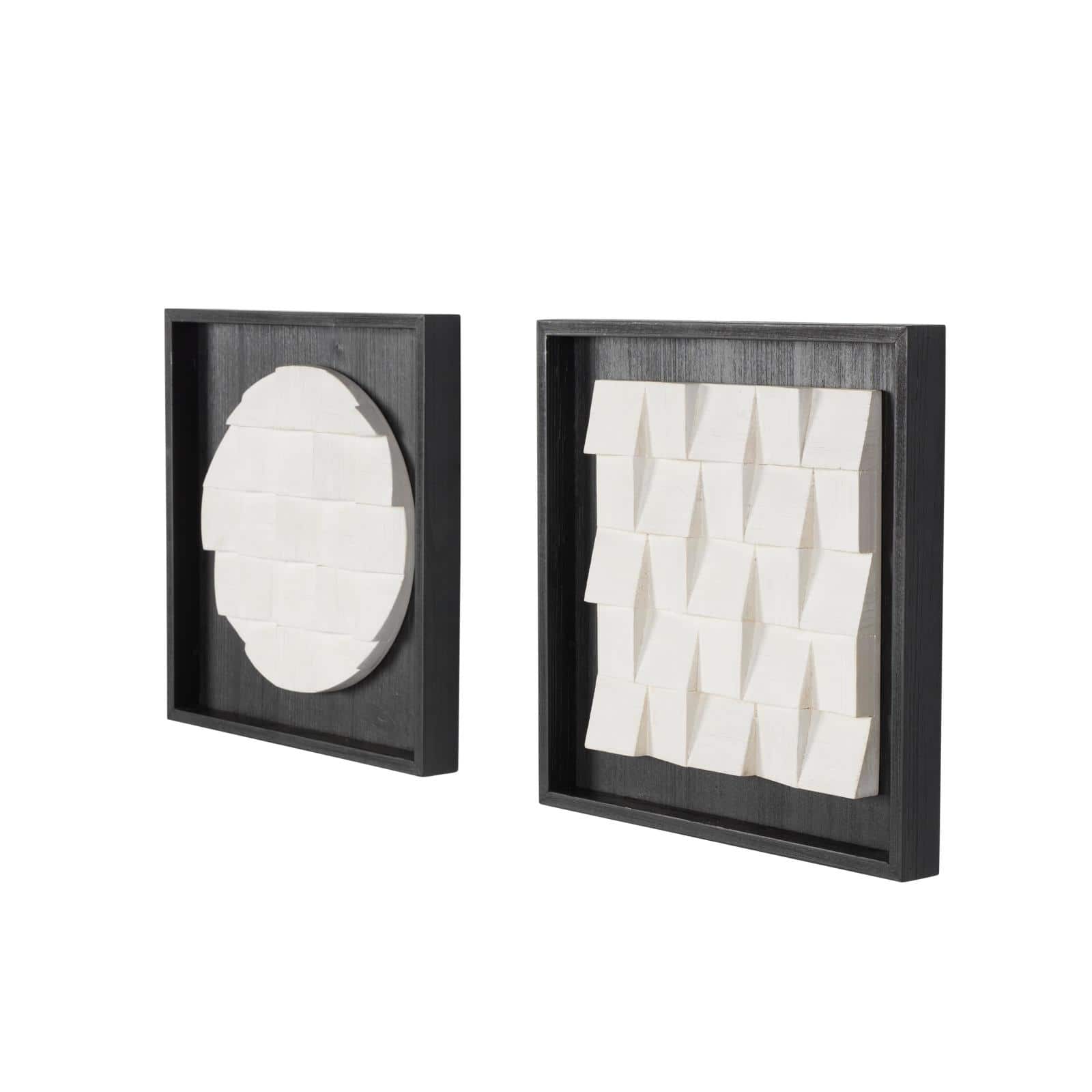 16" x 16" White & Black Geometric 3D Cube Grid Wall Décor Set