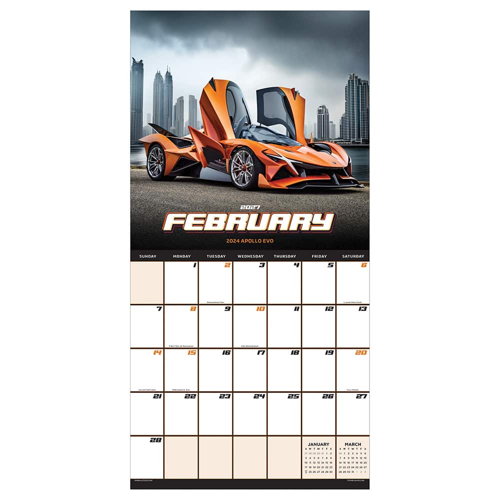2027 Dream Cars Wall Calendar