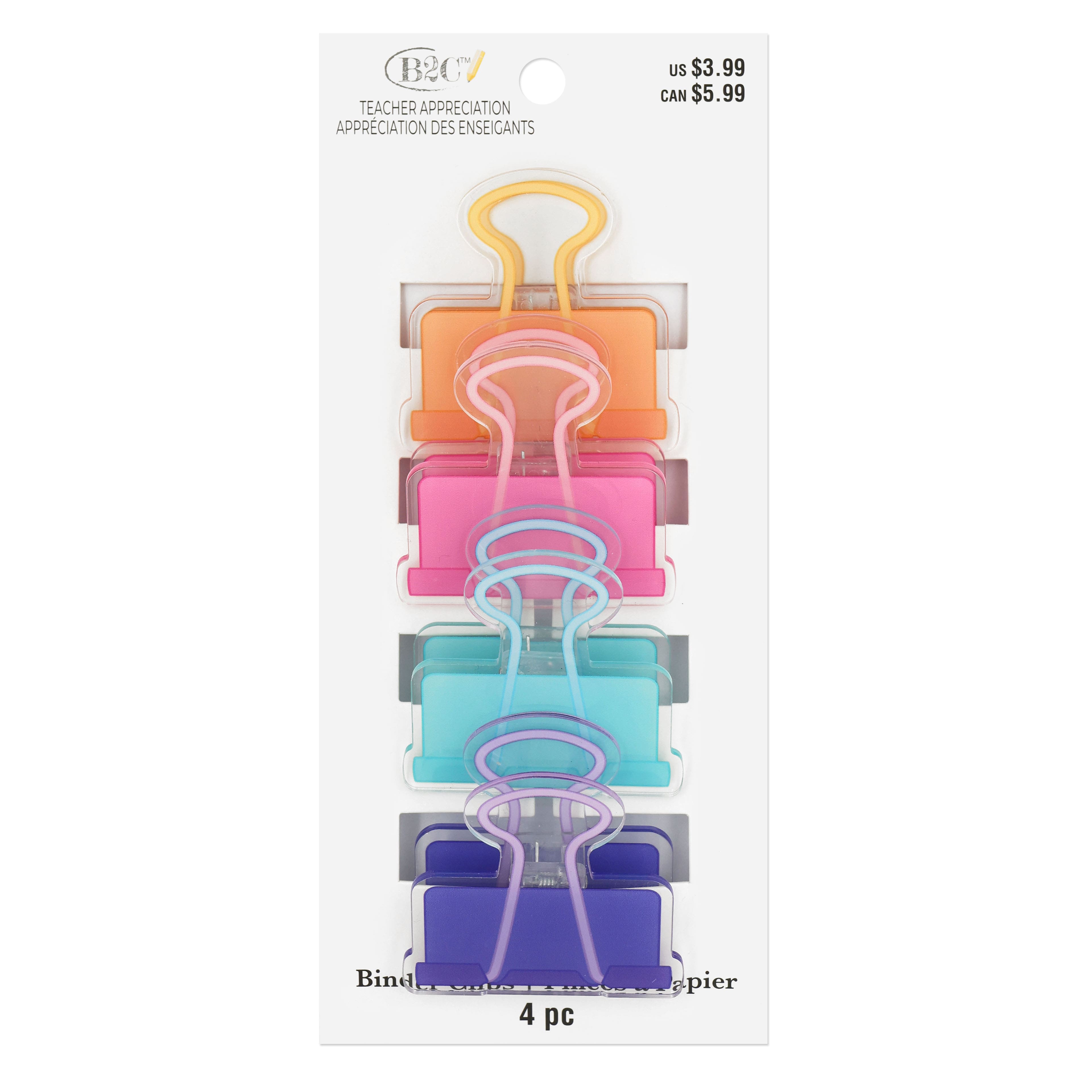 Teacher Acrylic Binder Clips, 4ct. by B2C™