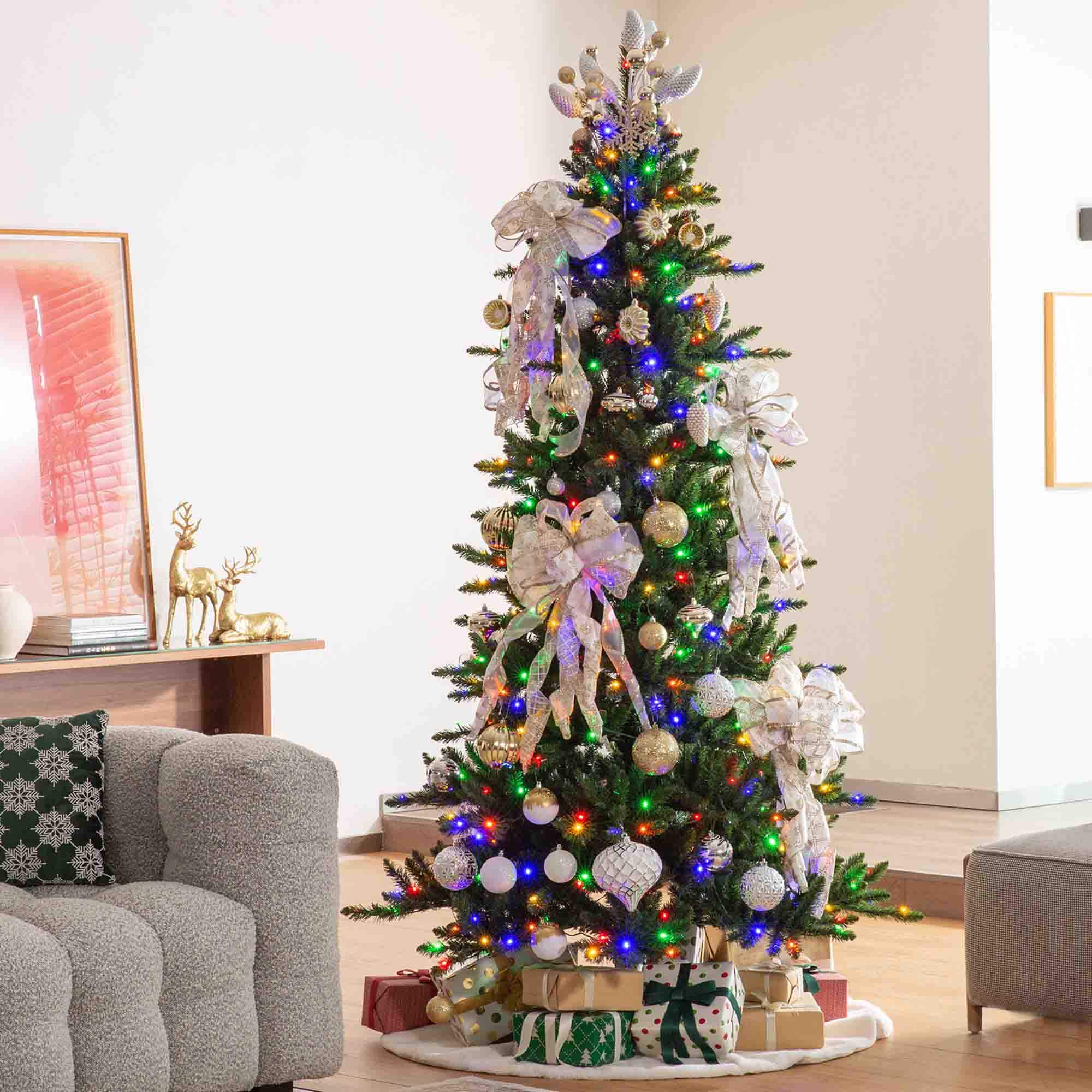 Glitzhome® Elegant Silver & Gold Shatterproof Ornaments, Pinecone Picks & Ribbon Bow Set