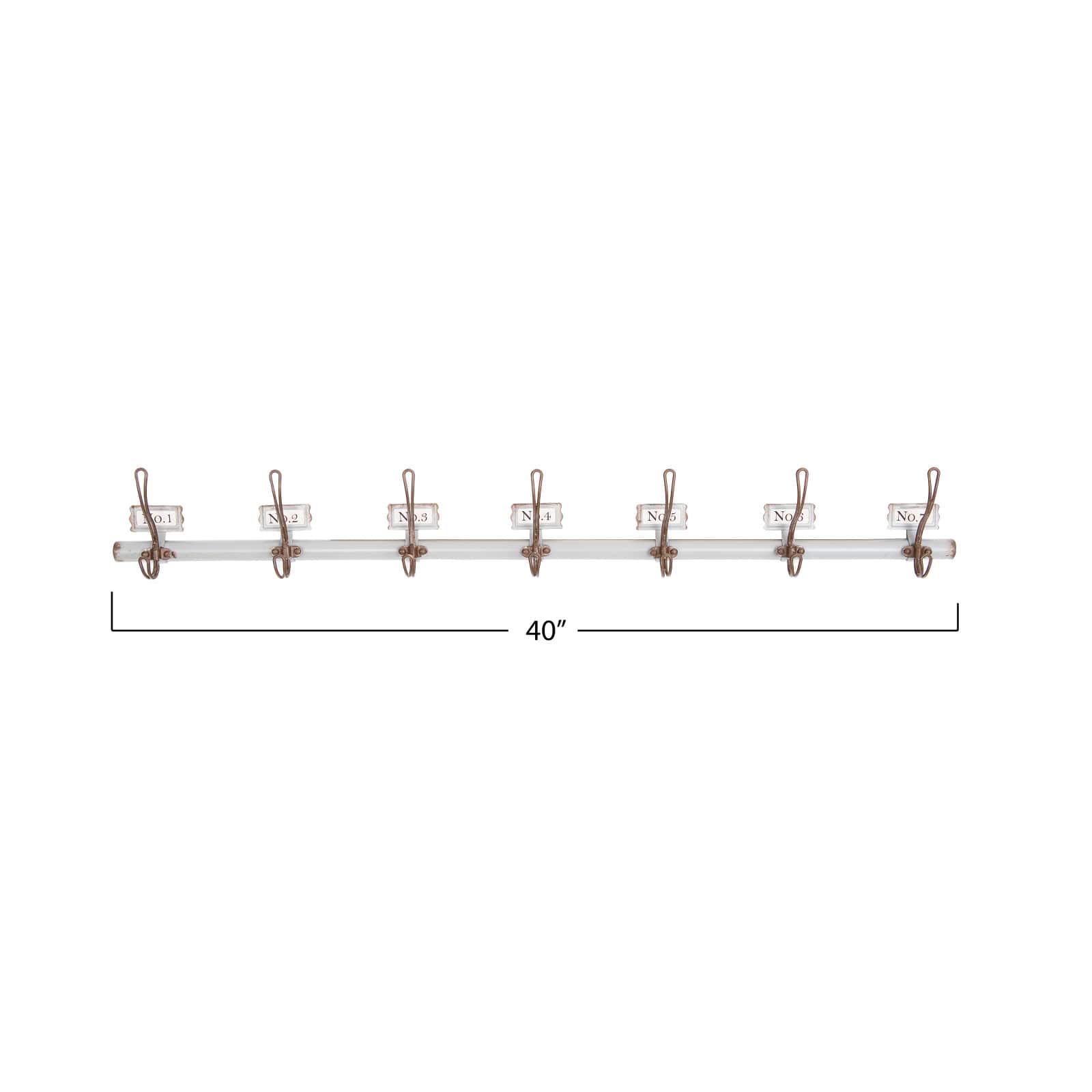 Hello Honey® 40'' Gray Metal Rod with 7 Numbered Wall Hooks