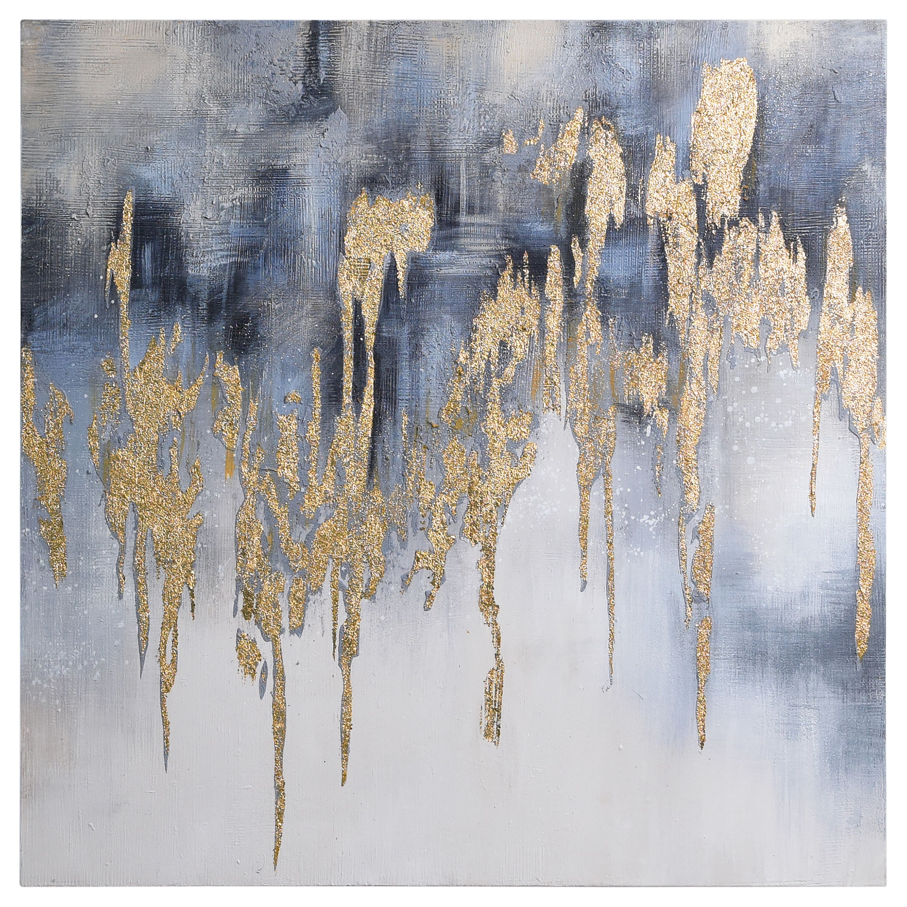 Empire Art Direct 36" x 36" Lighting 2 Textured & Glitter with Gold Foil Hand Painted Canvas Wall Art