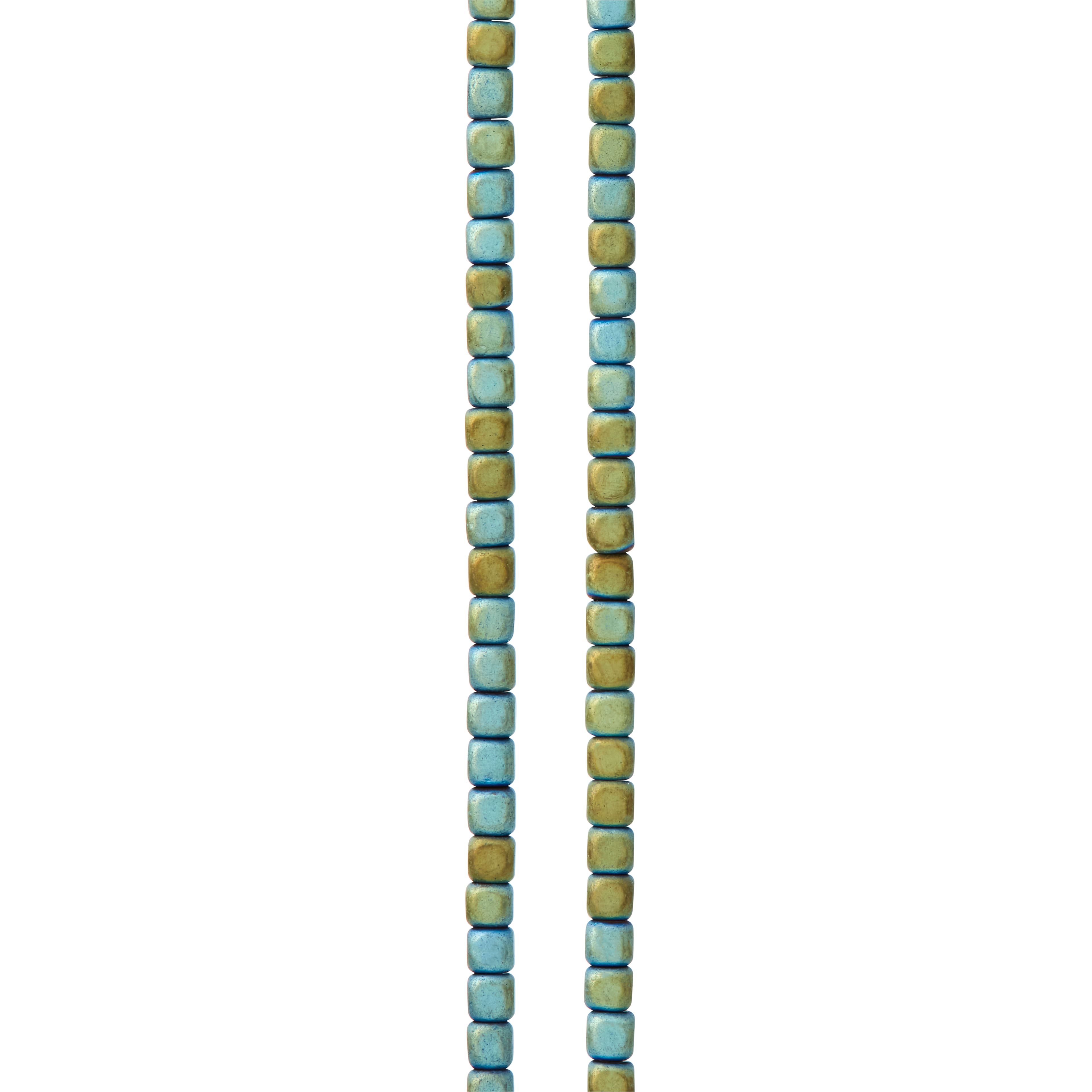 12 Pack:  Aqua Hematite Cube Beads, 3mm by Bead Landing™