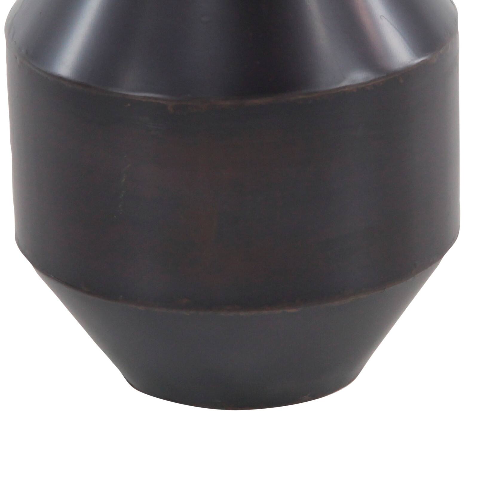 Dark Brown Metal Rustic Vase, 12" x 8" x 8"