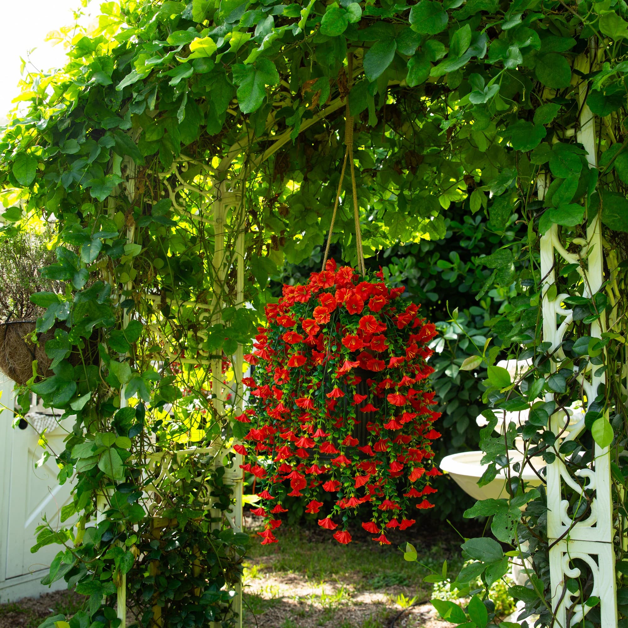 30" UV Resistant Artificial Morning Glory Hanging Plants, 6ct.
