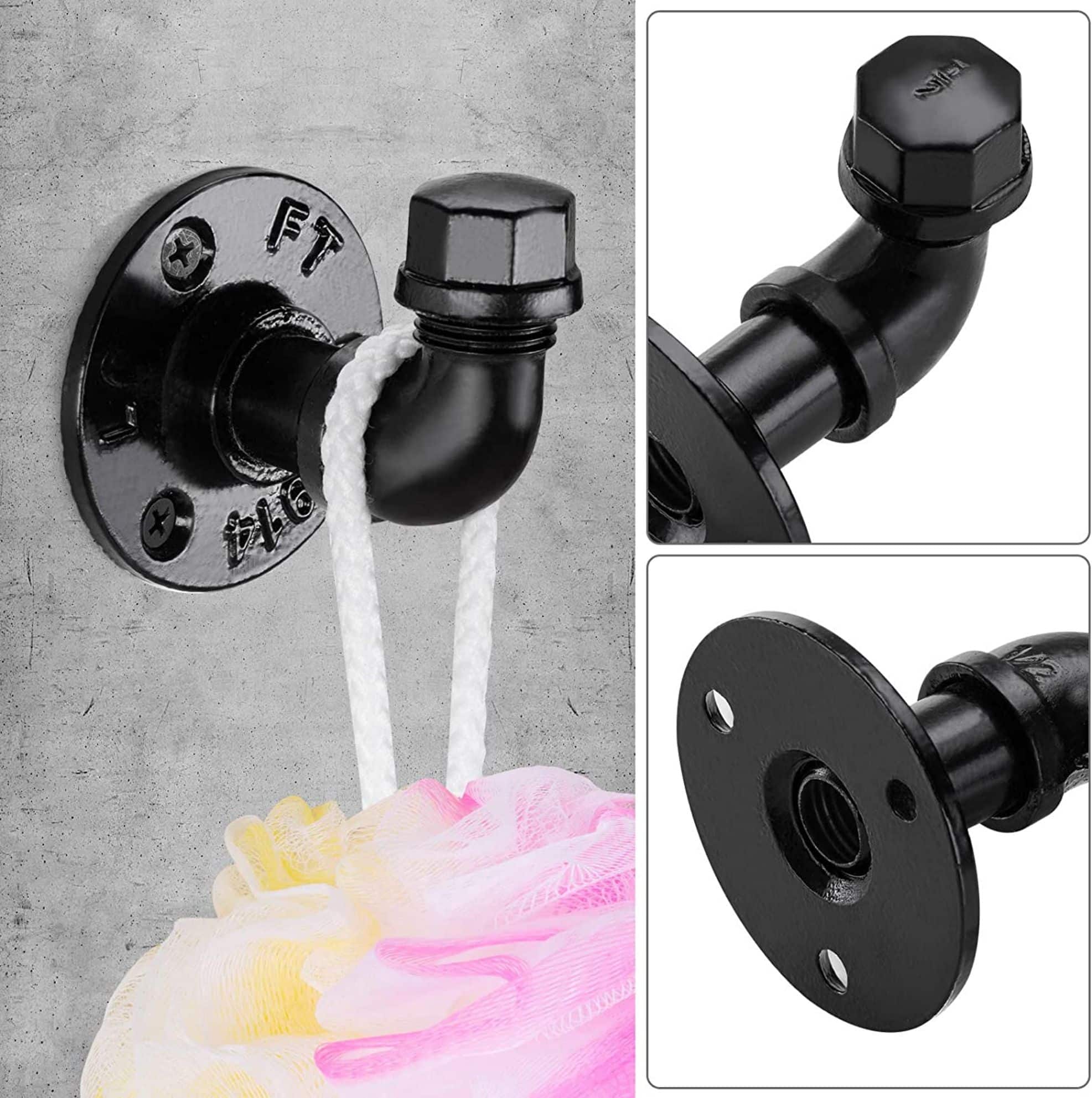 NEX™ Black Industrial Iron Pipe Wall Hooks, 3ct.