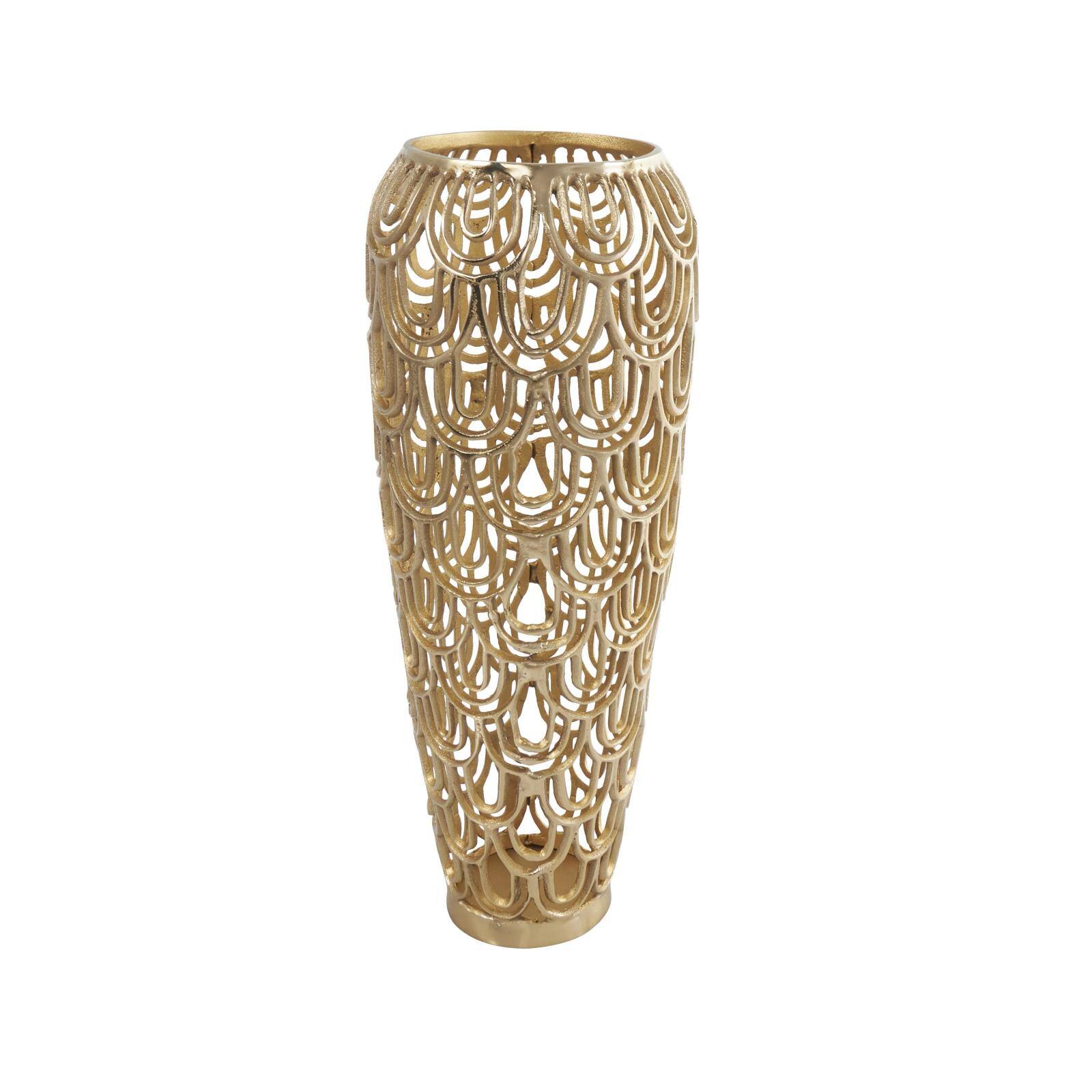 25" Gold Aluminum Metal Arched Vase