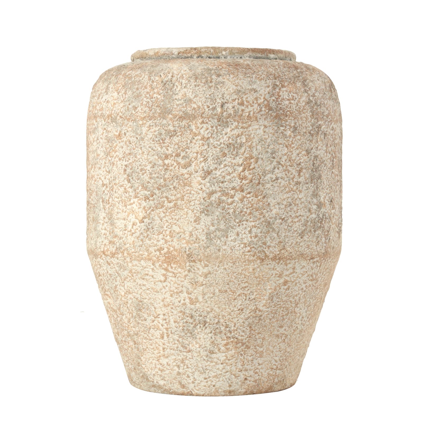 12" Beige Metal Handmade Antique Style Distressed Vase