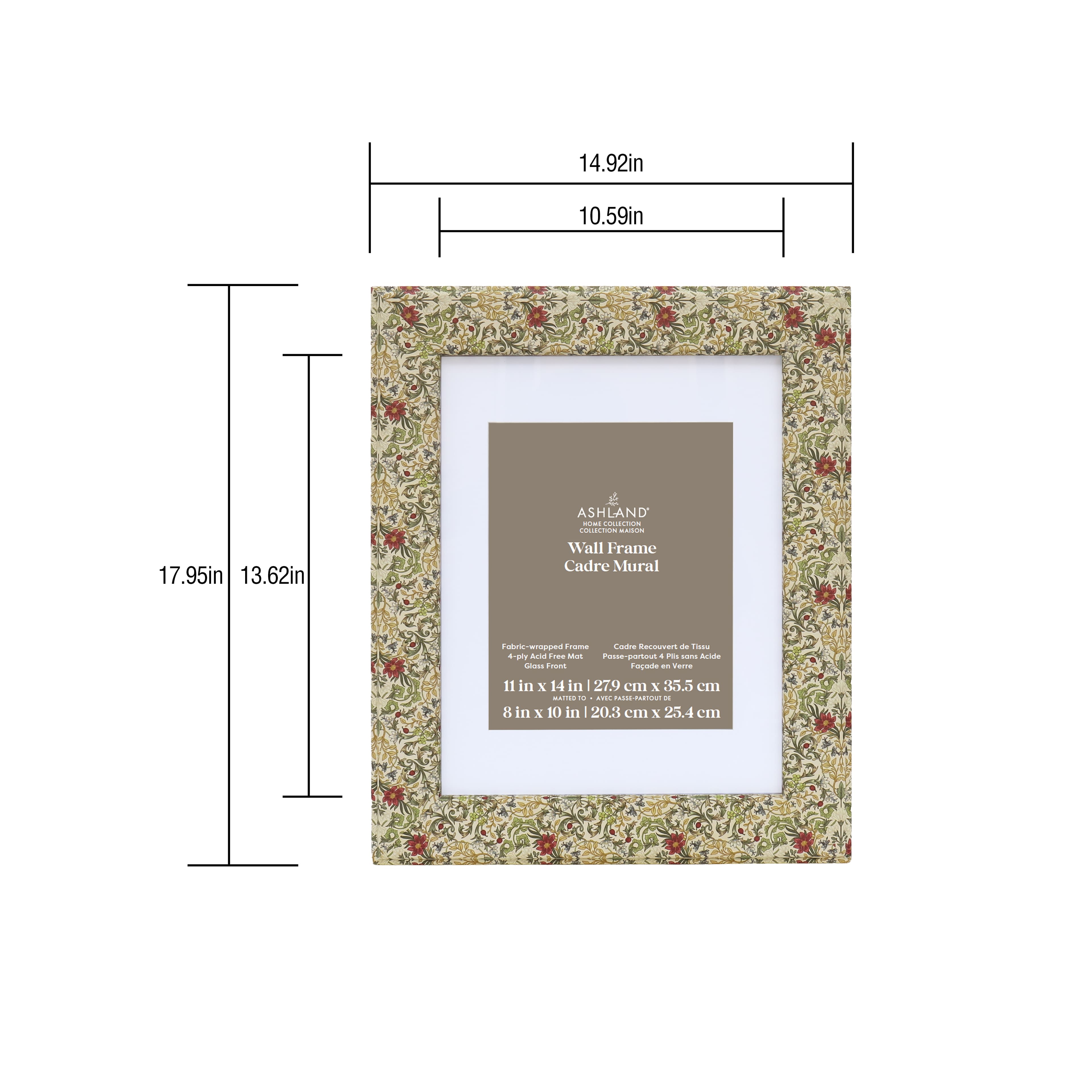 Home Floral Fabric-Wrapped Wall Frame with Mat by Ashland®