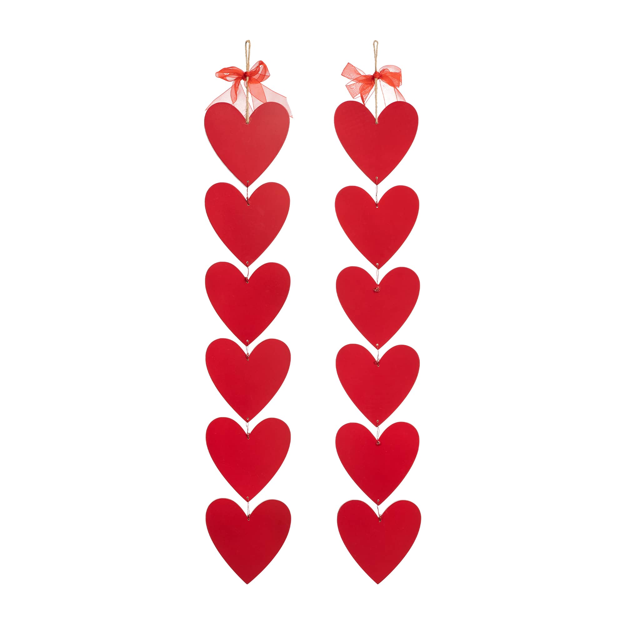 Glitzhome® 30" Set of 2 Valentine's Wooden Heart Door Hanger