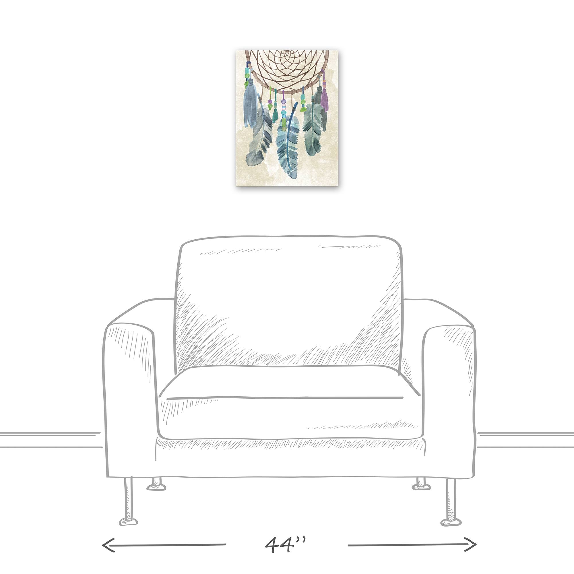 Blue Feather Dreamcatcher 12" x 16" Canvas Wall Art