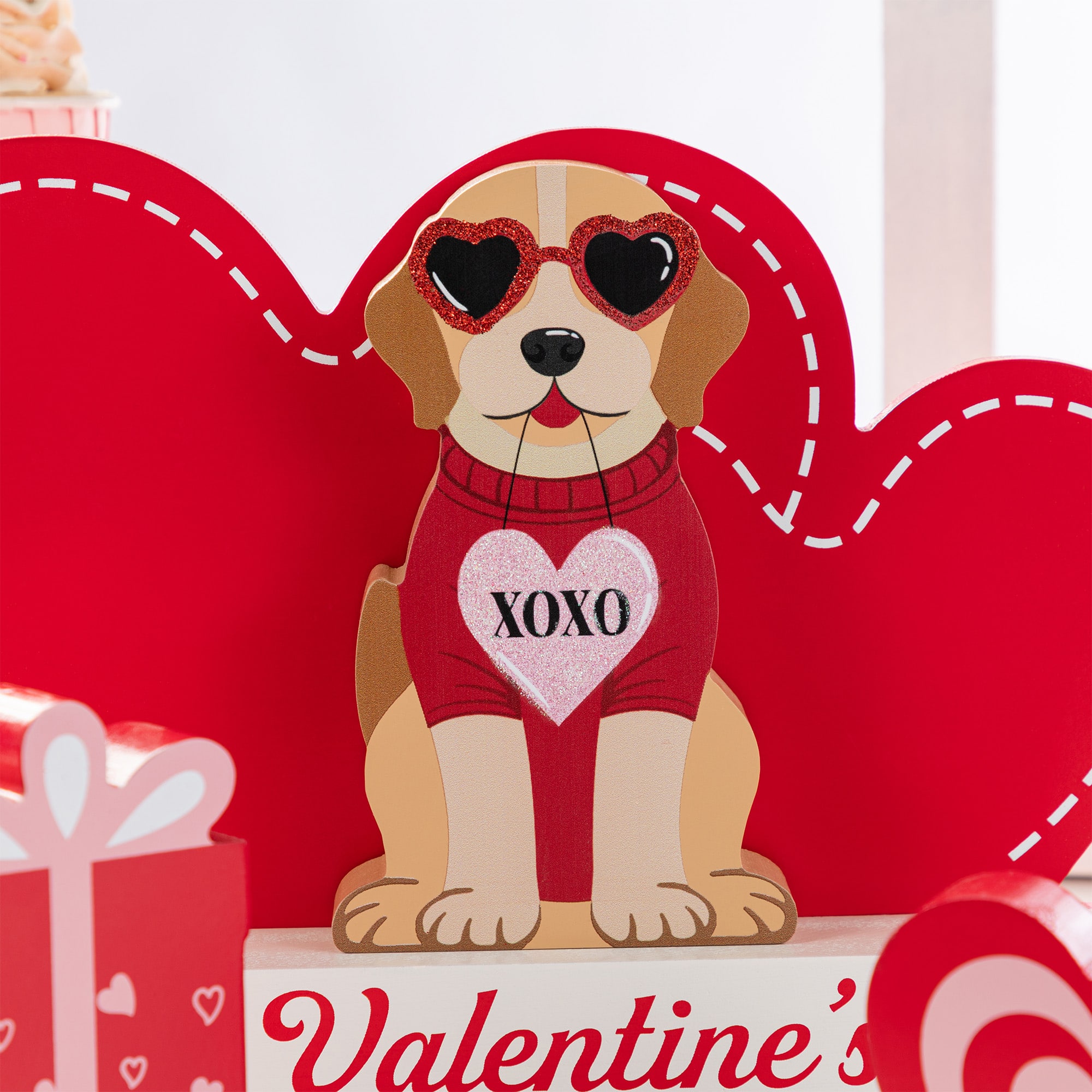 Glitzhome® 12" Valentine's Wooden Table Block Set