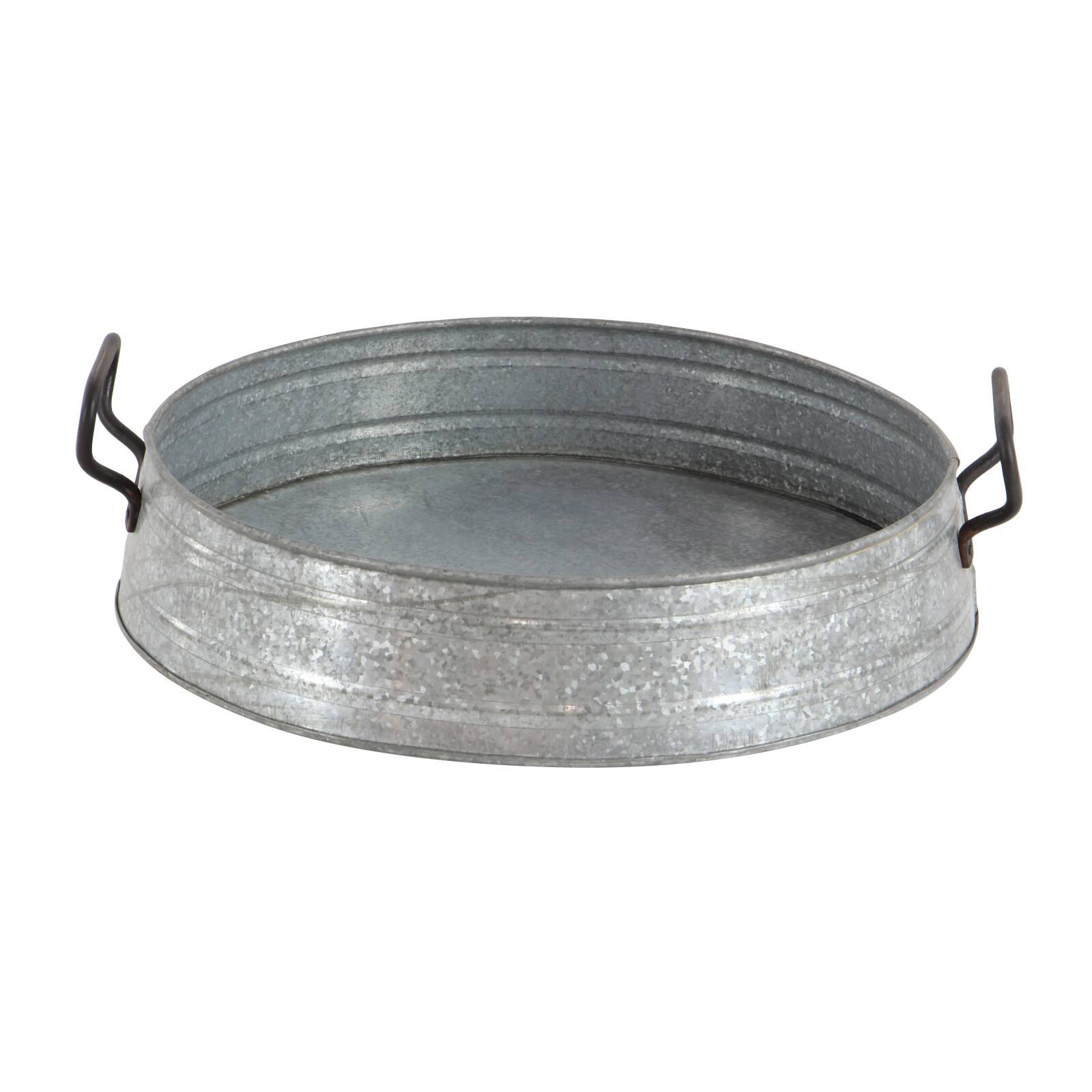 Set of 3" Grey Metal Farmhouse Tray, 18", 16", 14"