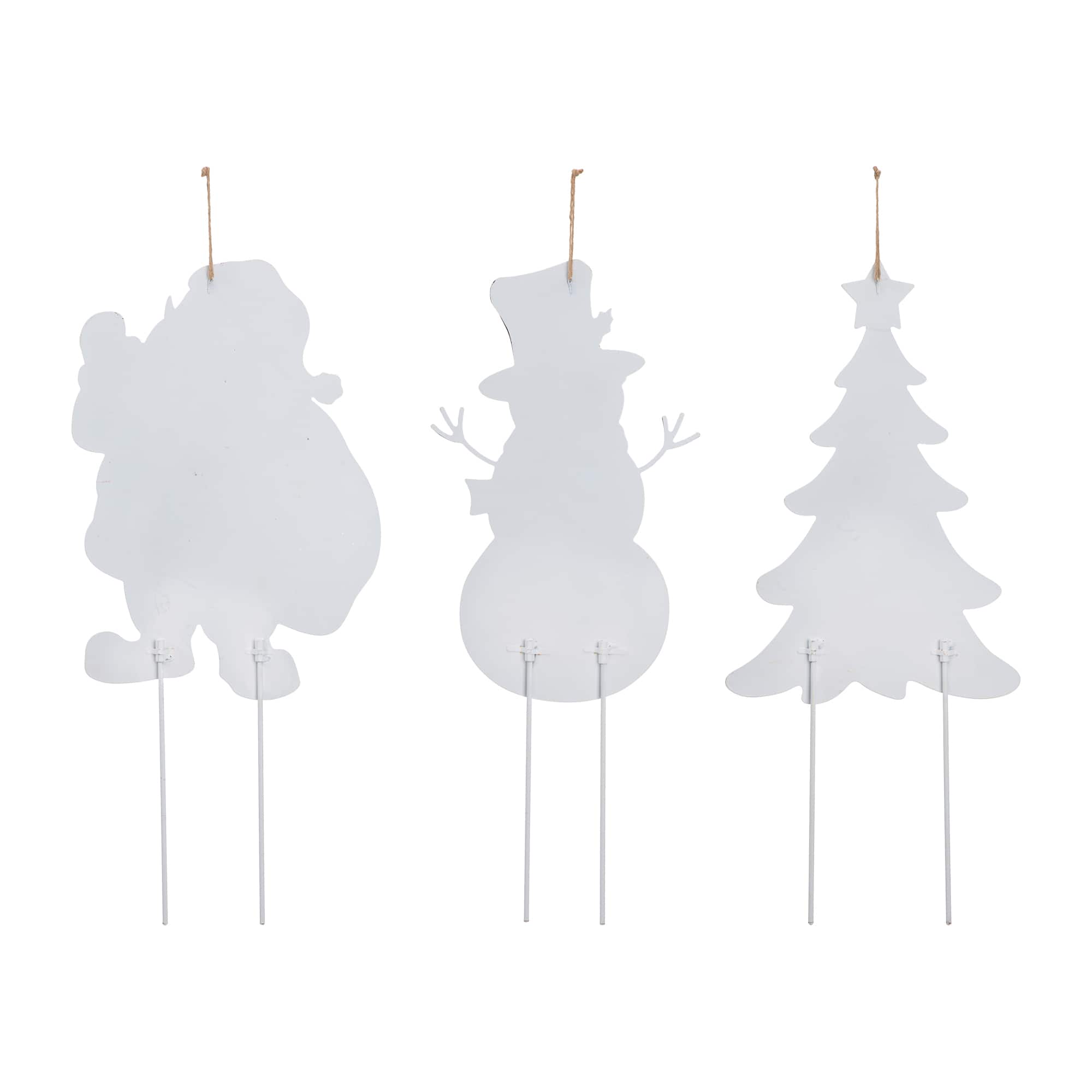 Glitzhome® 2ft. Metal Santa, Snowman & Tree Yard Stake Set