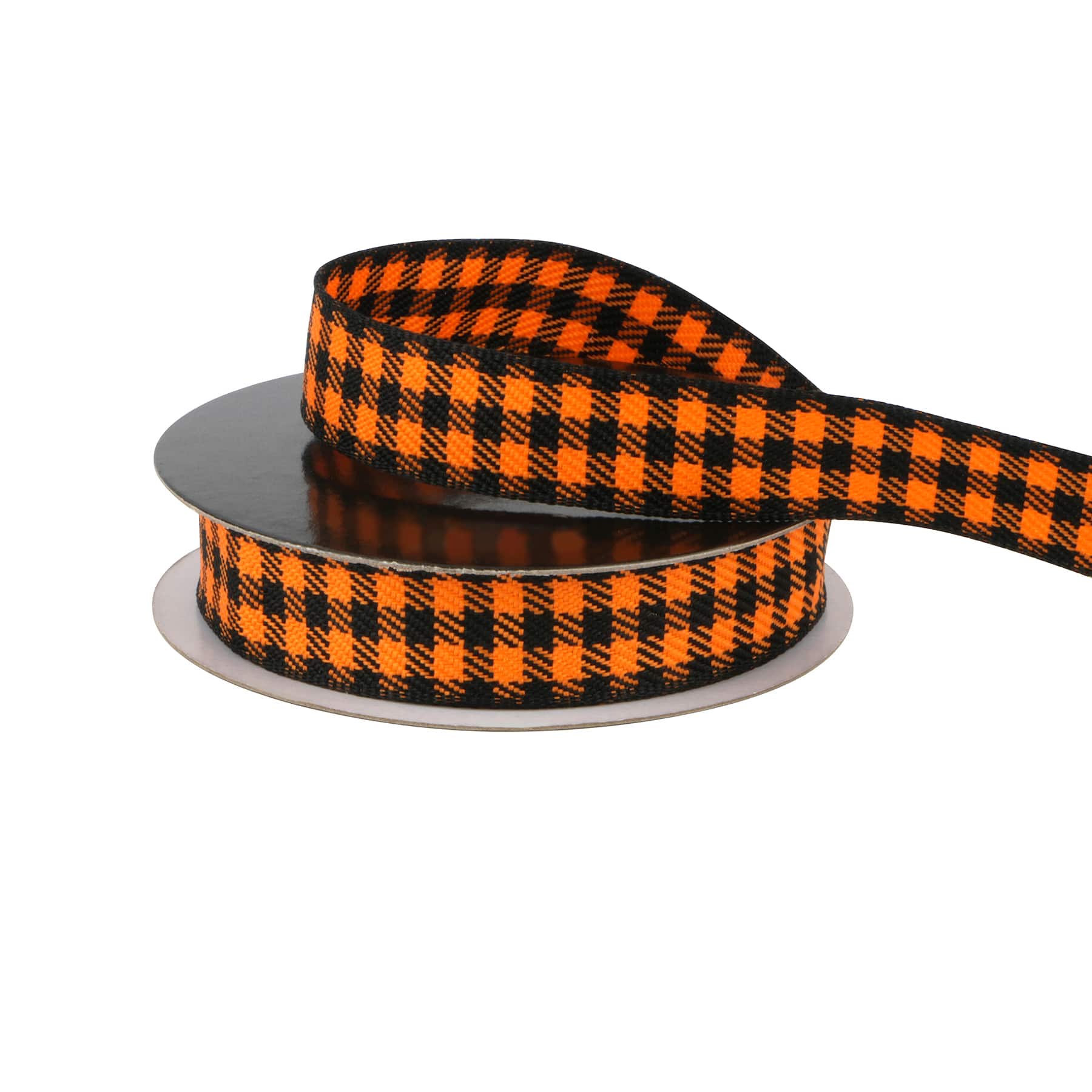 5/8" x 4yd. Orange & Black Check Ribbon by Celebrate It®