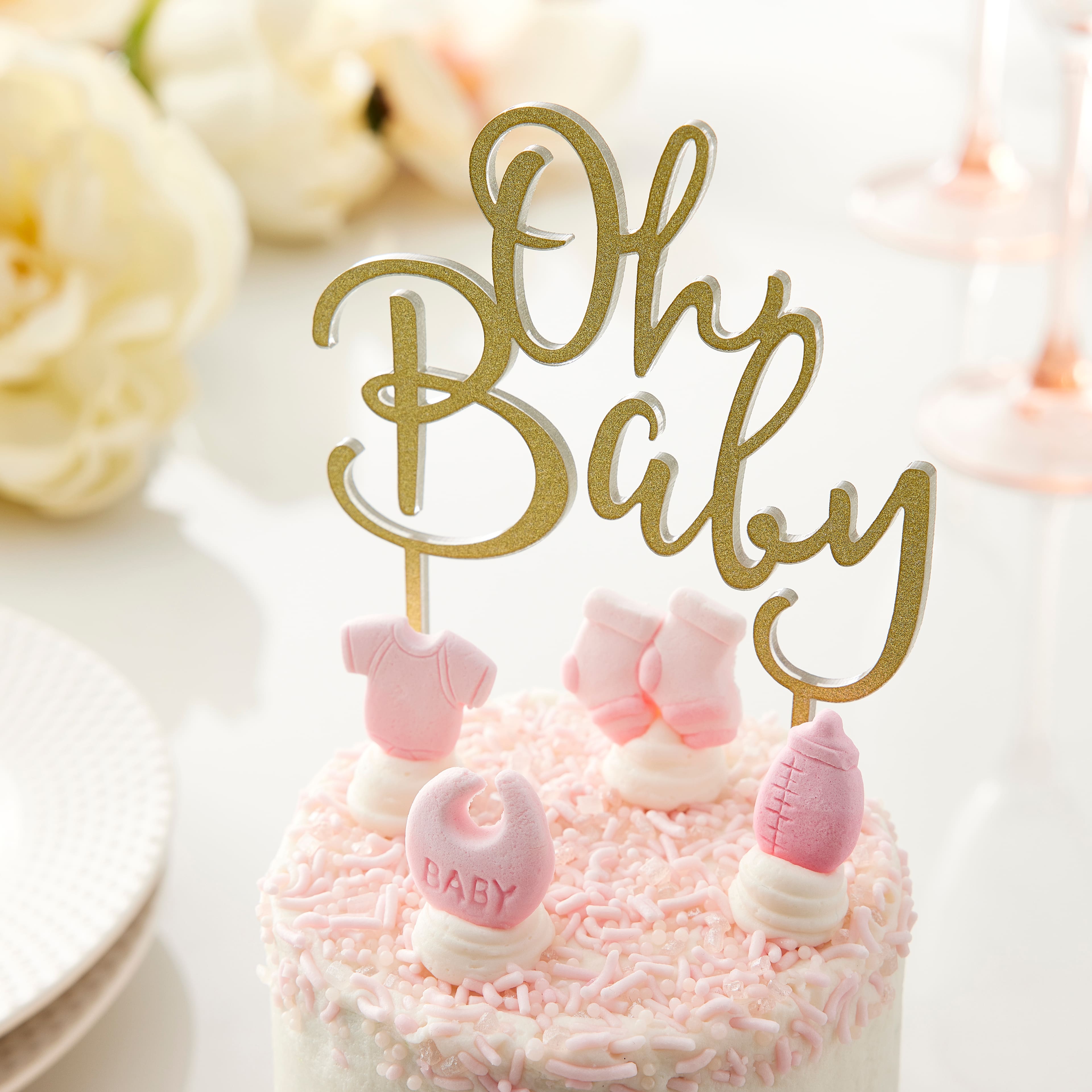 Gold Glitter Oh Baby Cake Topper by Makery®