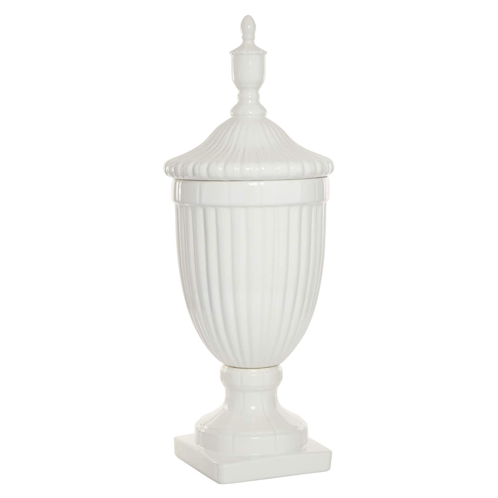 26" White Dolomite Country Decorative Urn