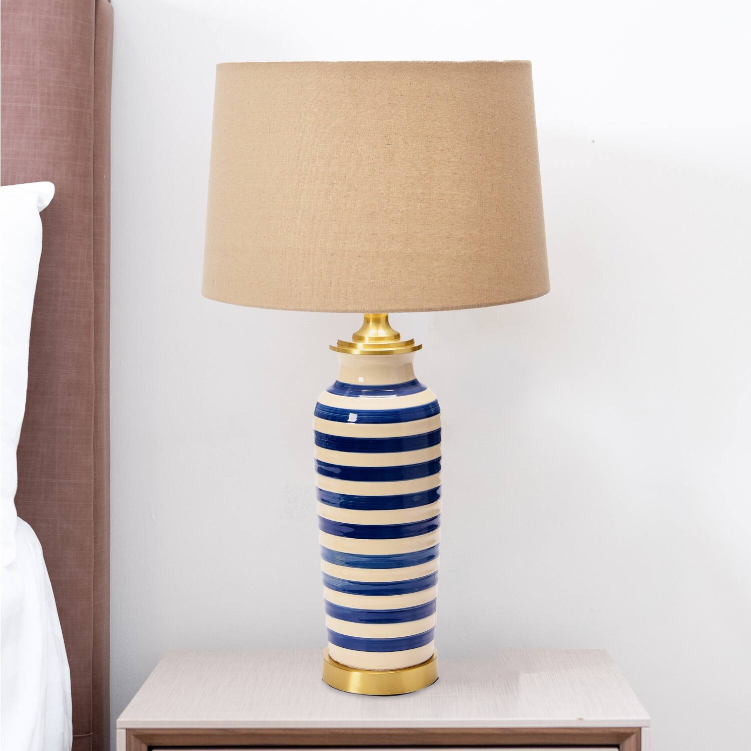 Hello Honey® 2ft. Striped Ceramic & Metal Desk Lamp
