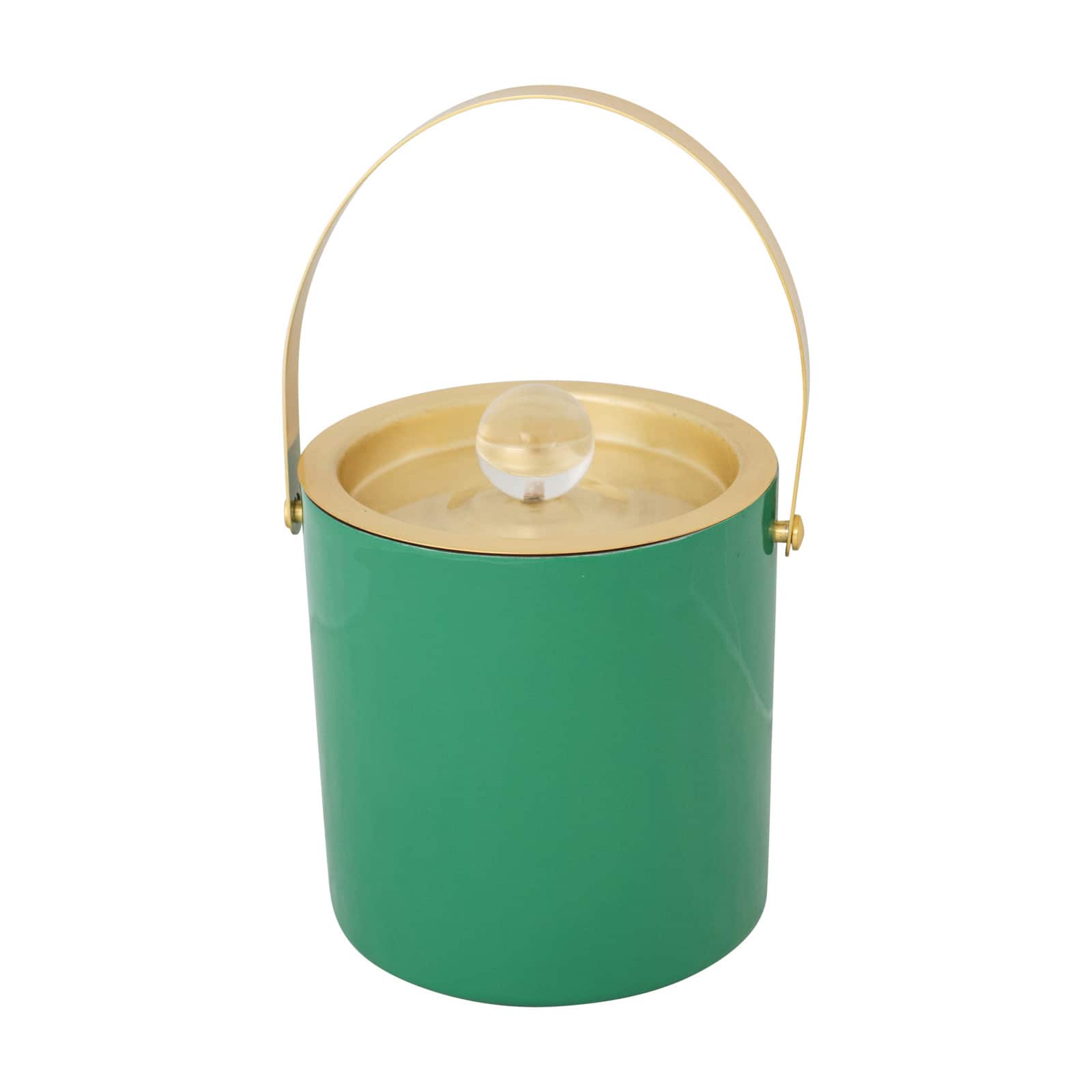Hello Honey 1.5-Quart Enameled Stainless Steel Ice Bucket with Lid and Glass Knob, Gold Finish and Turquoise Color
