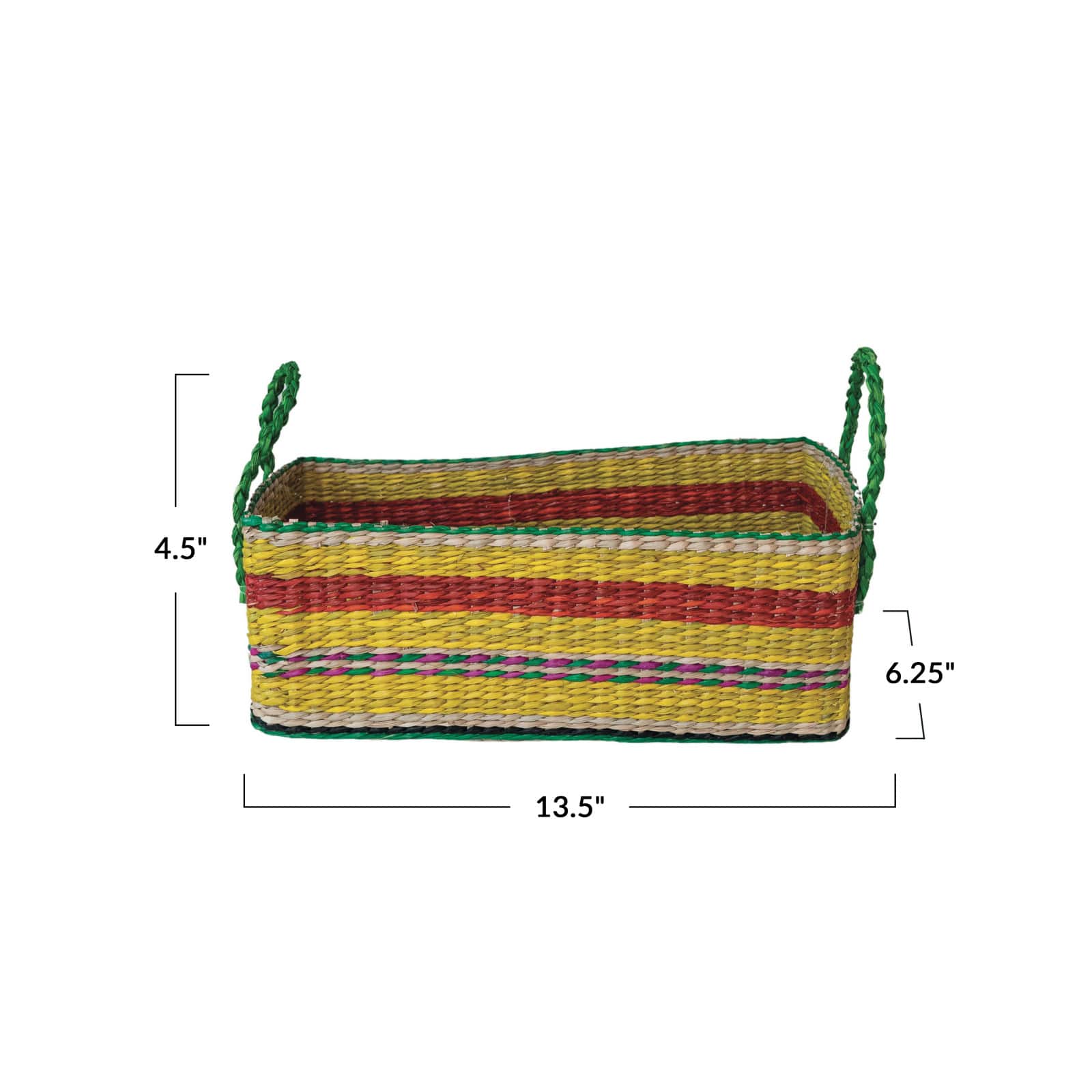 Hello Honey® 13.5" Multicolor Striped Hand-Woven Seagrass Basket