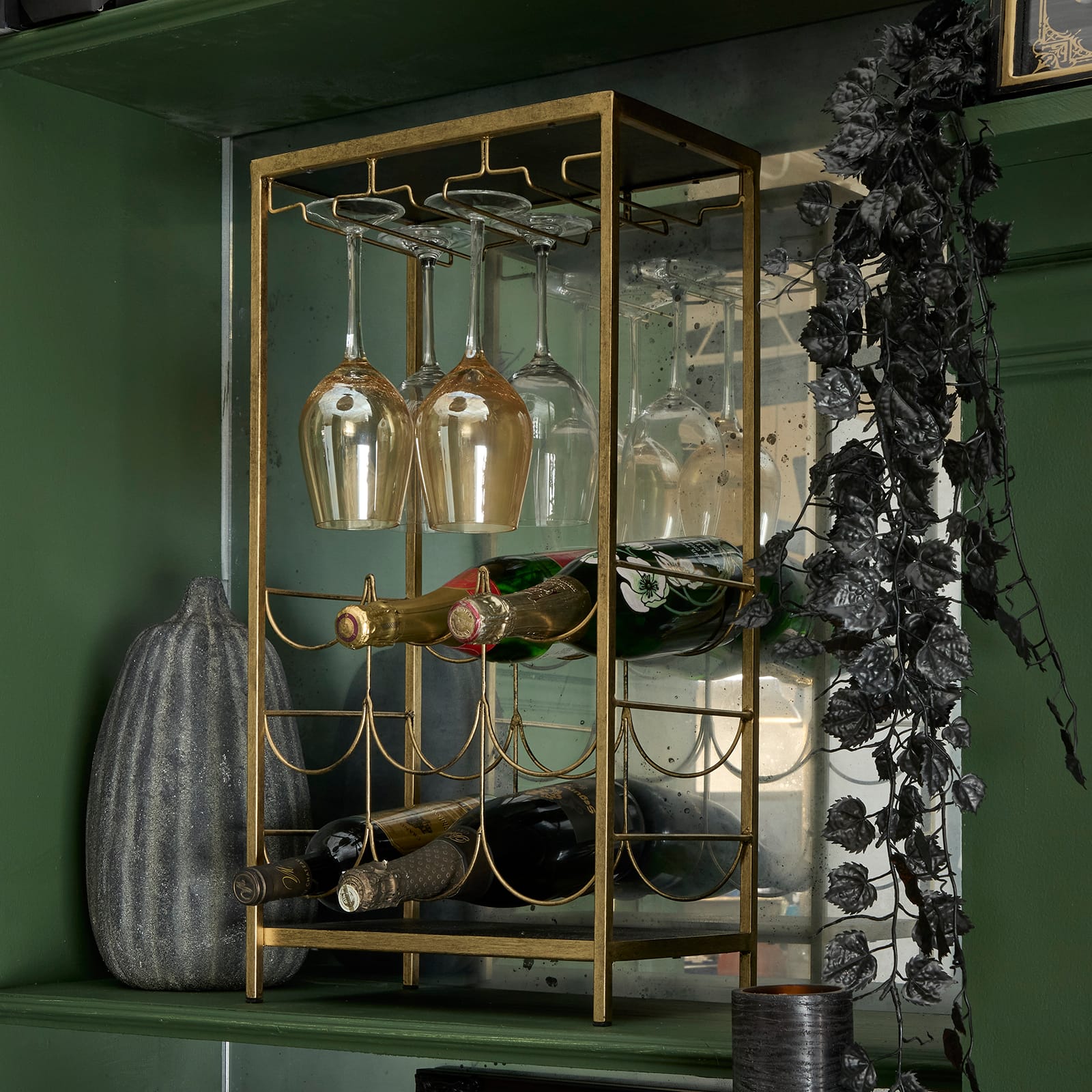9-Bottle Wine Rack Shelf with Glass Holder by Ashland®