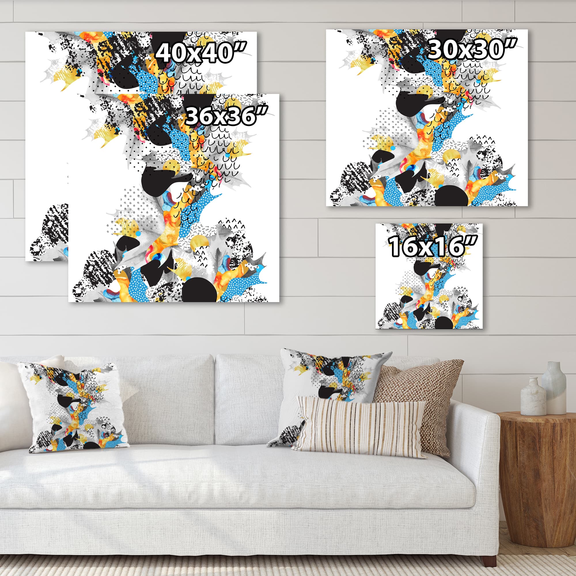 Designart - Minimal Fluid Shapes In Bauhaus Memphis Style - Modern Canvas Wall Art Print
