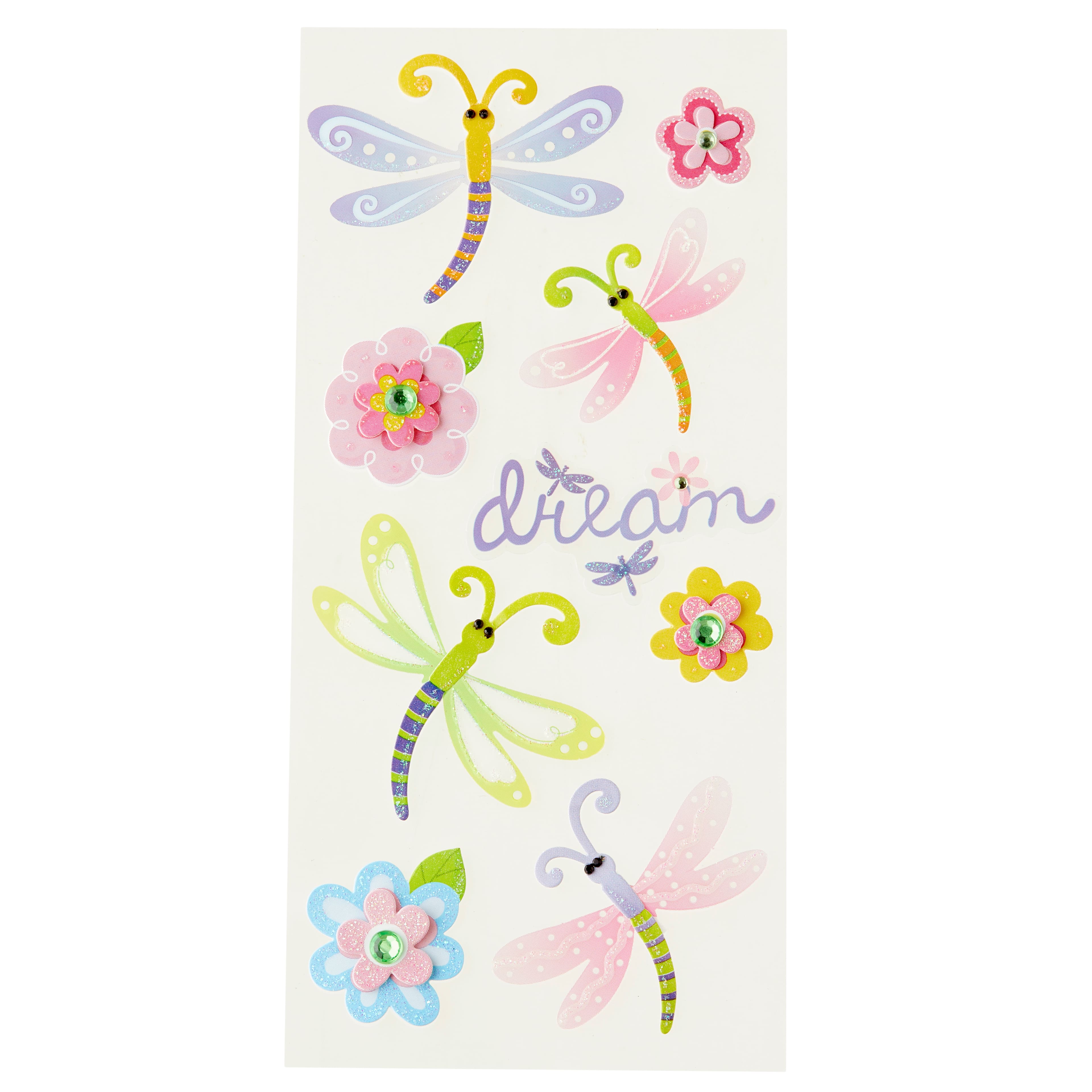 12 Pack: Dimensional Dragonflies Stickers by Recollections™