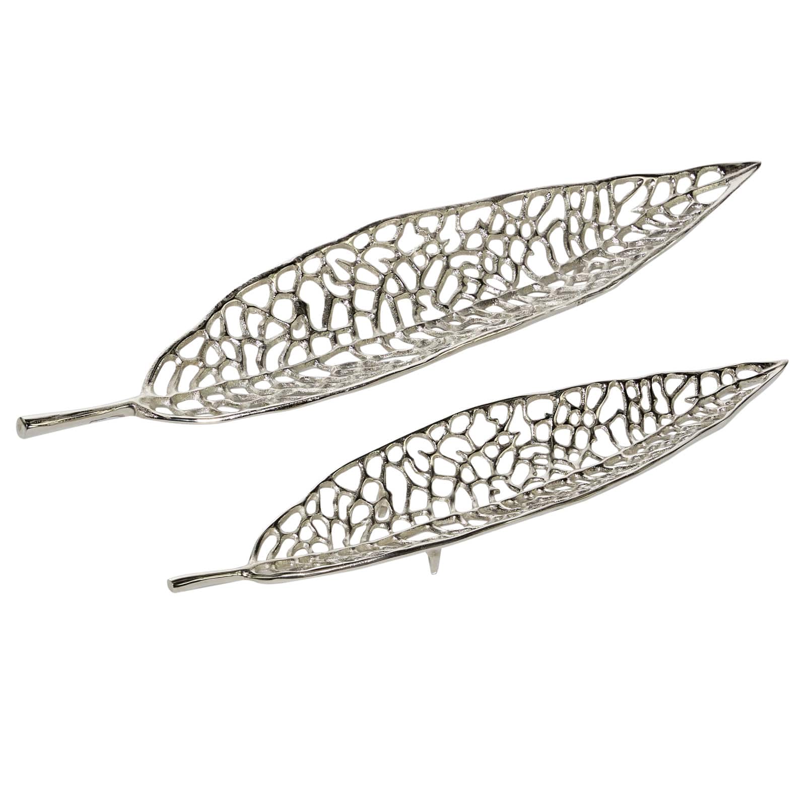 Silver Leaf Aluminum Glam Tray Set