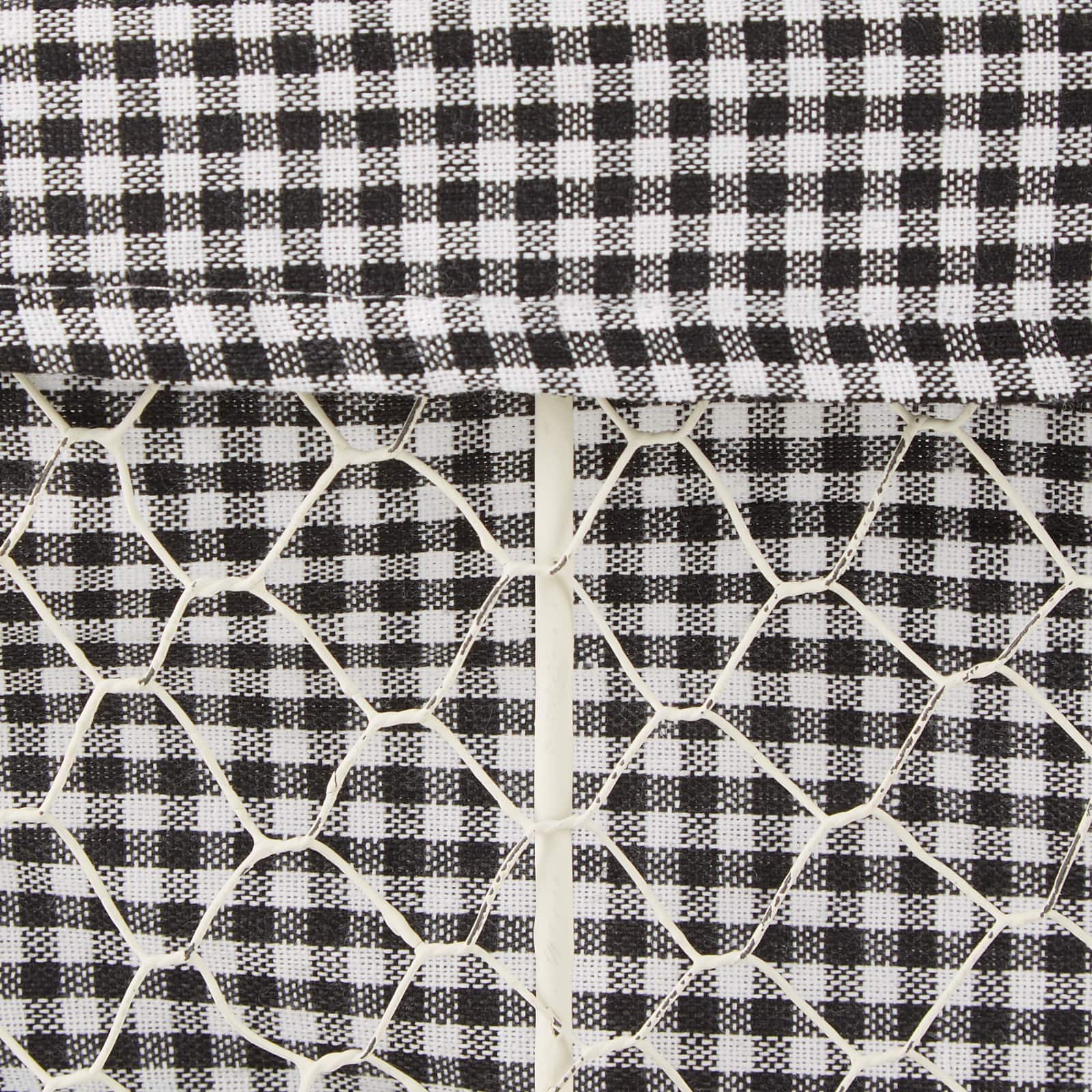 DII® Small Antique White Chicken Wire Baskets with Black Gingham Liners, 3ct.