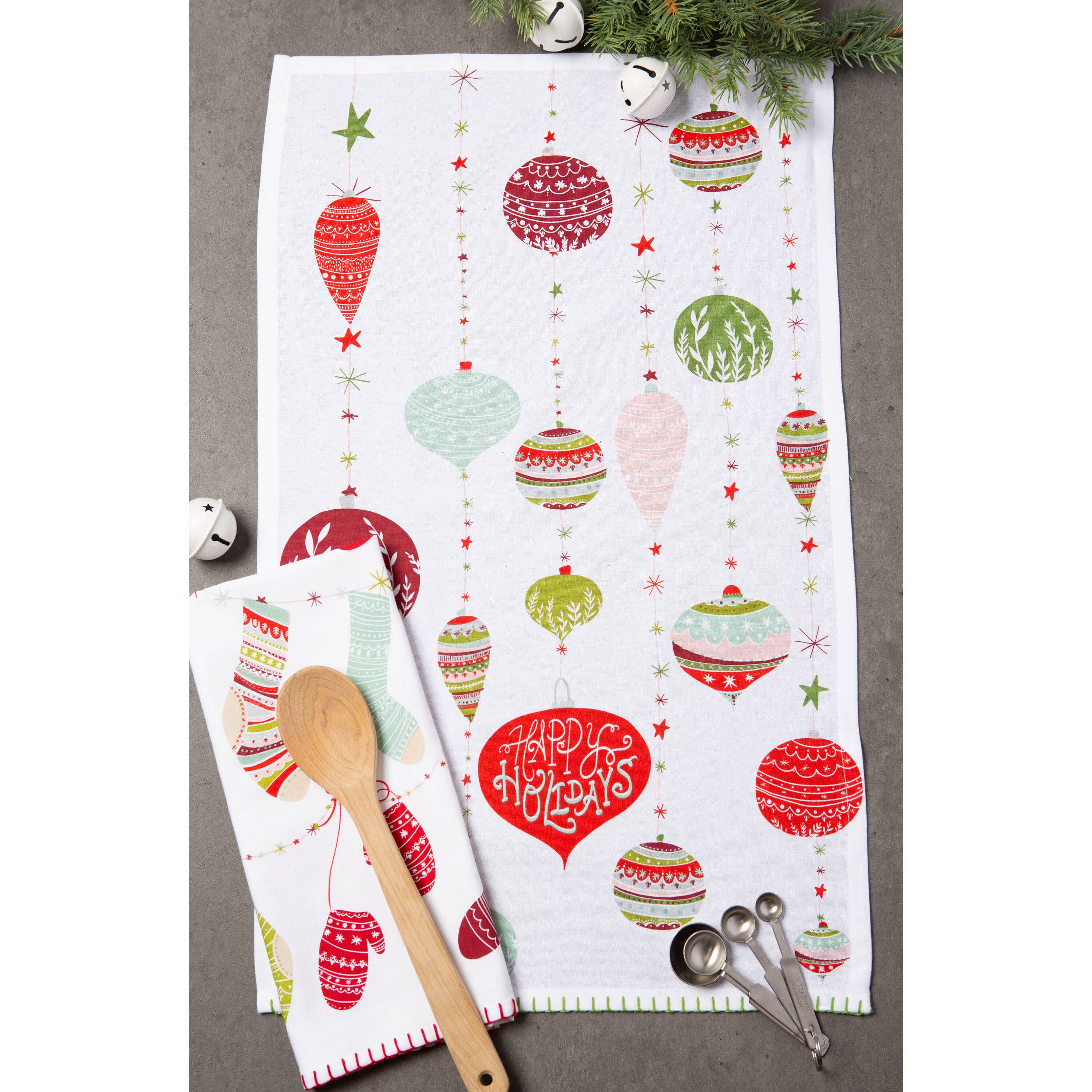 DII® Christmas Trimmings Printed Dishtowel Set