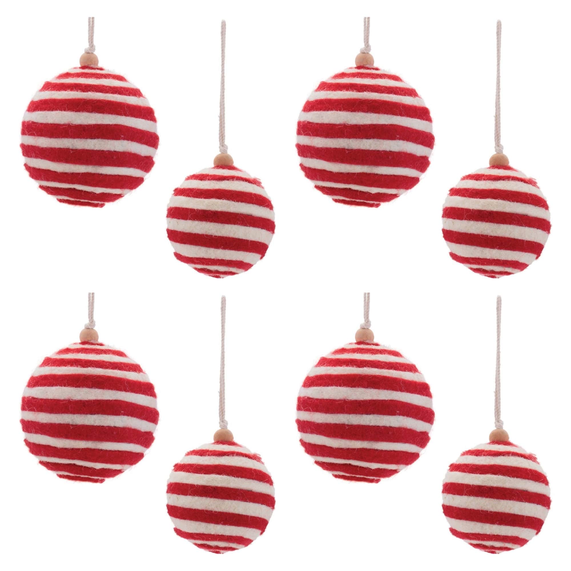 Melrose Red & White Glitter Ball Ornaments Set