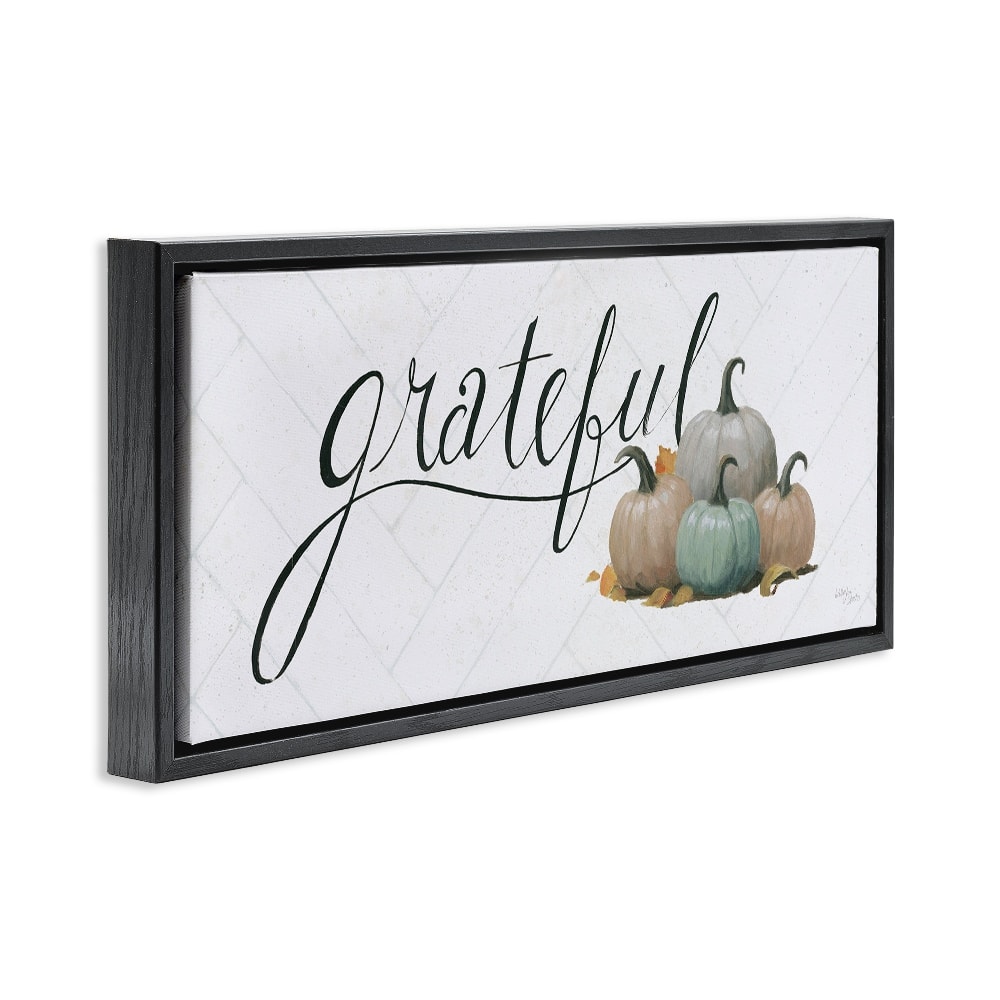 Stupell Industries Grateful with Pumpkins Floater Framed Art