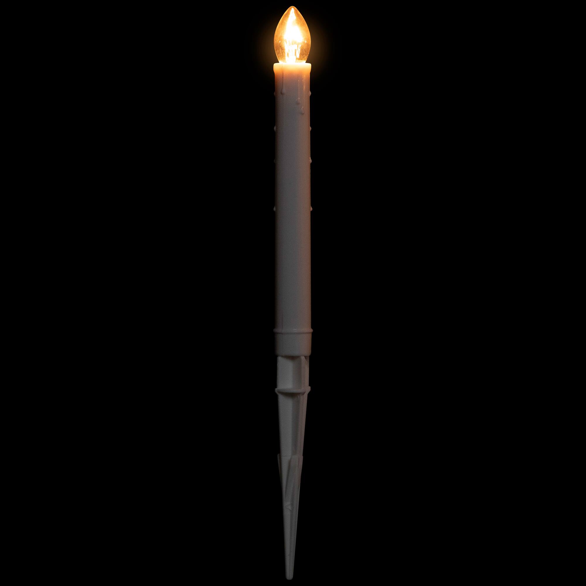 8" White C7 Candle Pathway Markers Christmas Lights With White Wire, 10ct.