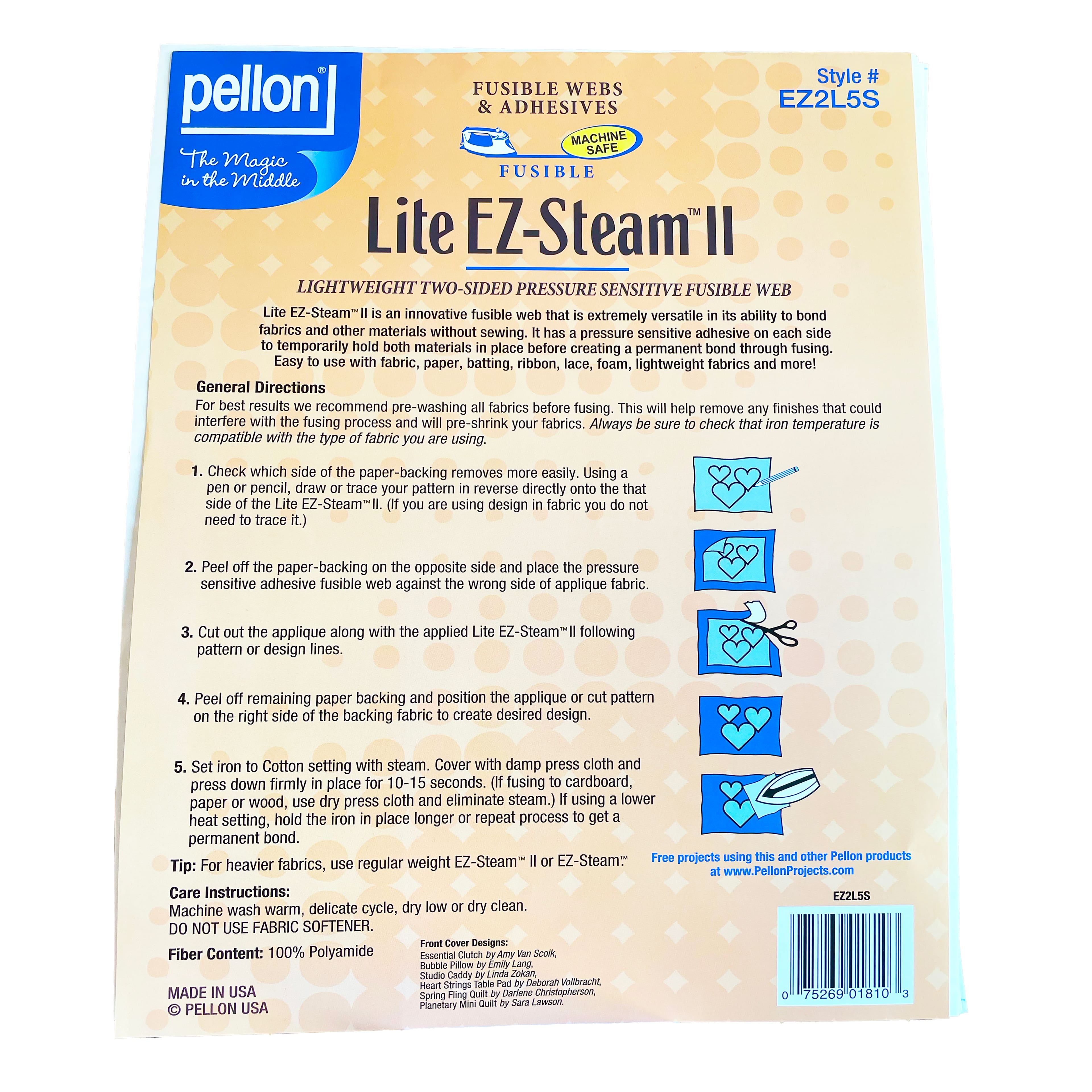 6 Packs: 5 ct. (30 total) Pellon® Lite EZ-Steam® II 12" x 9" Double-Sided Fusible Web Sheets
