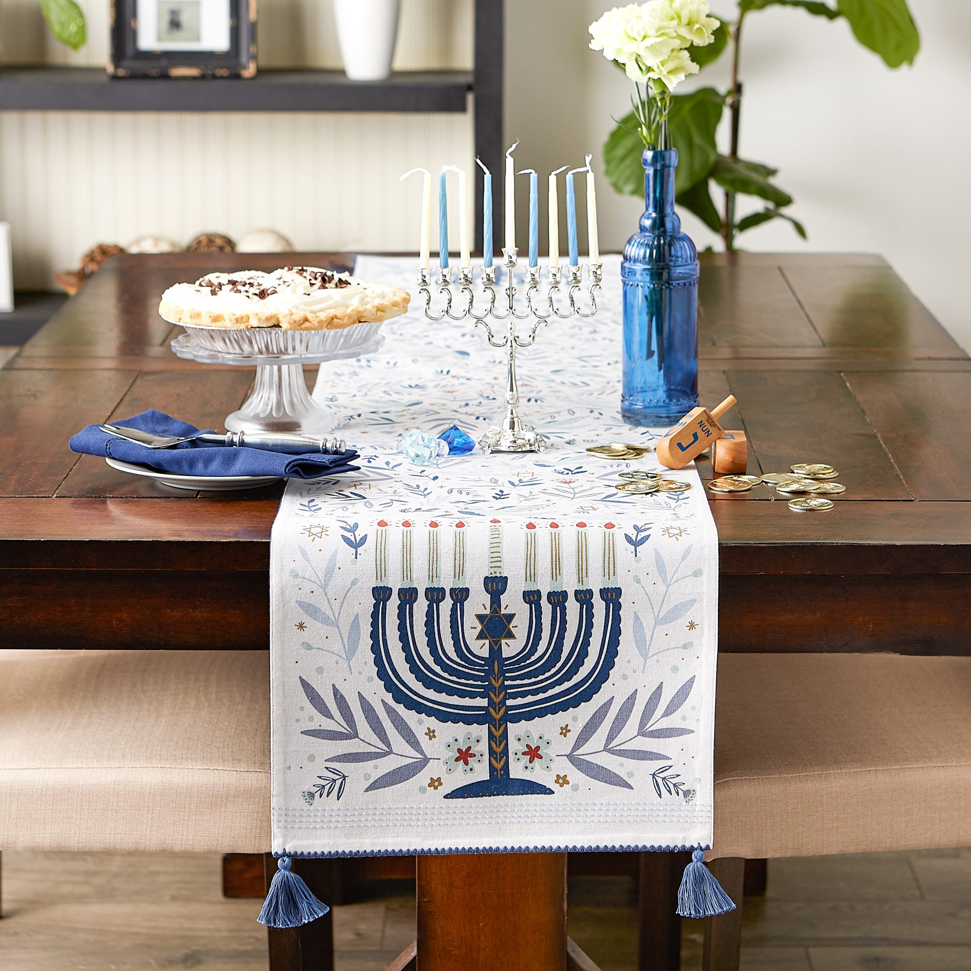 DII® 108" Hanukkah Menorah Reversible Table Runner