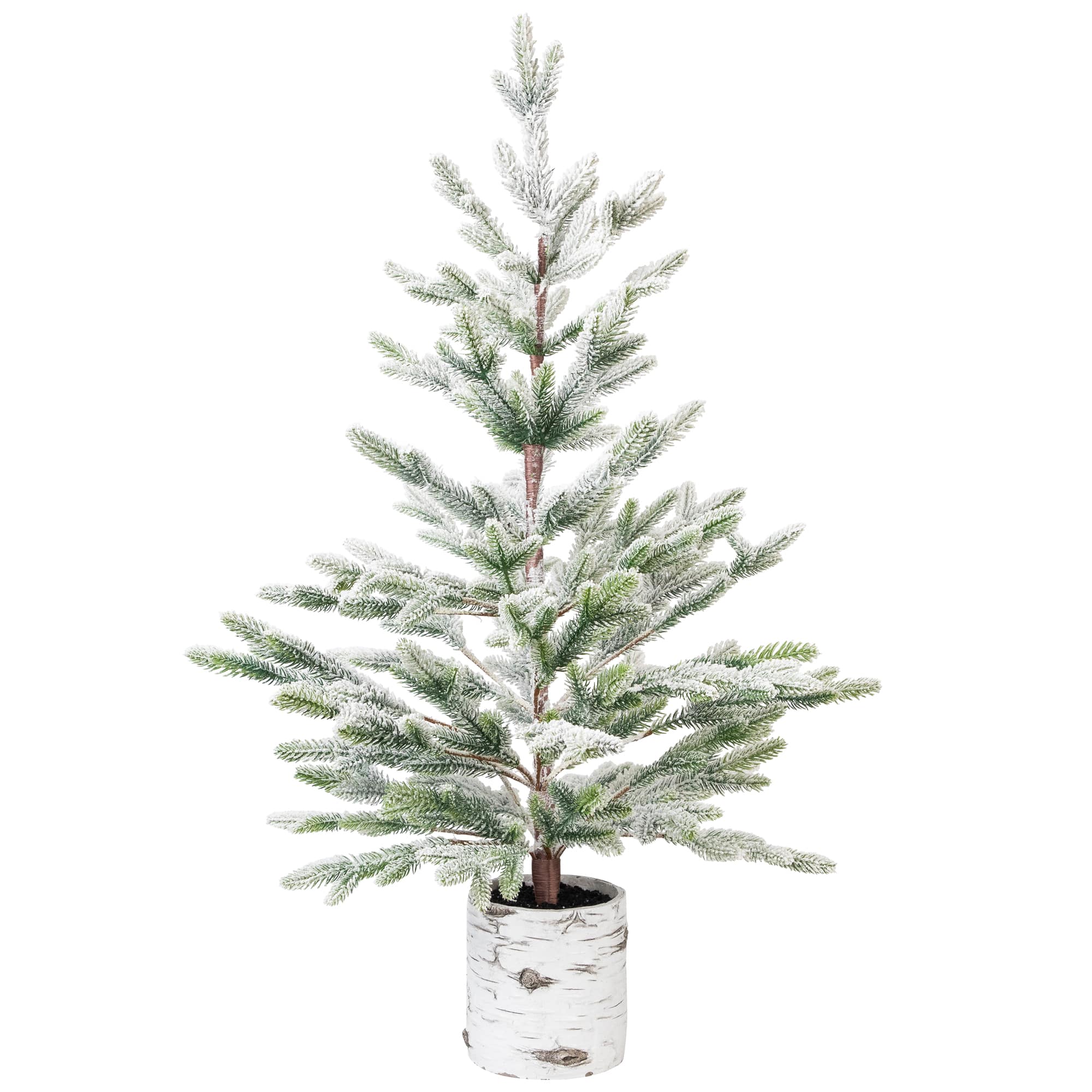 Northlight 36" Unlit Flocked Fir Artificial Christmas Tree in Birch Pot