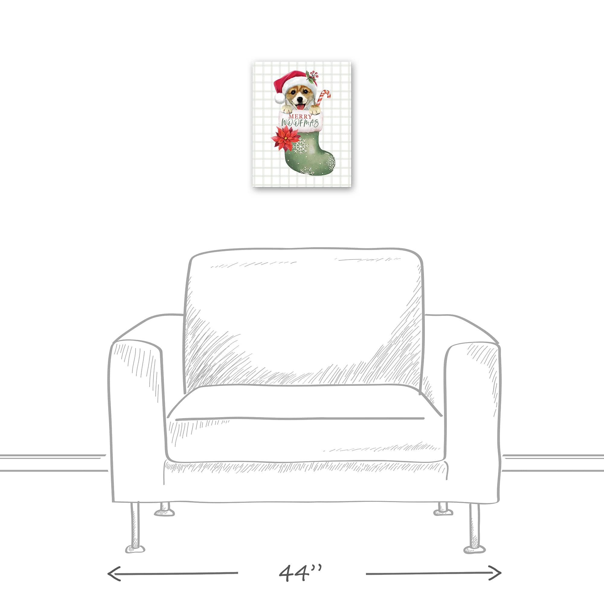Puppy Stocking Canvas Wall Art