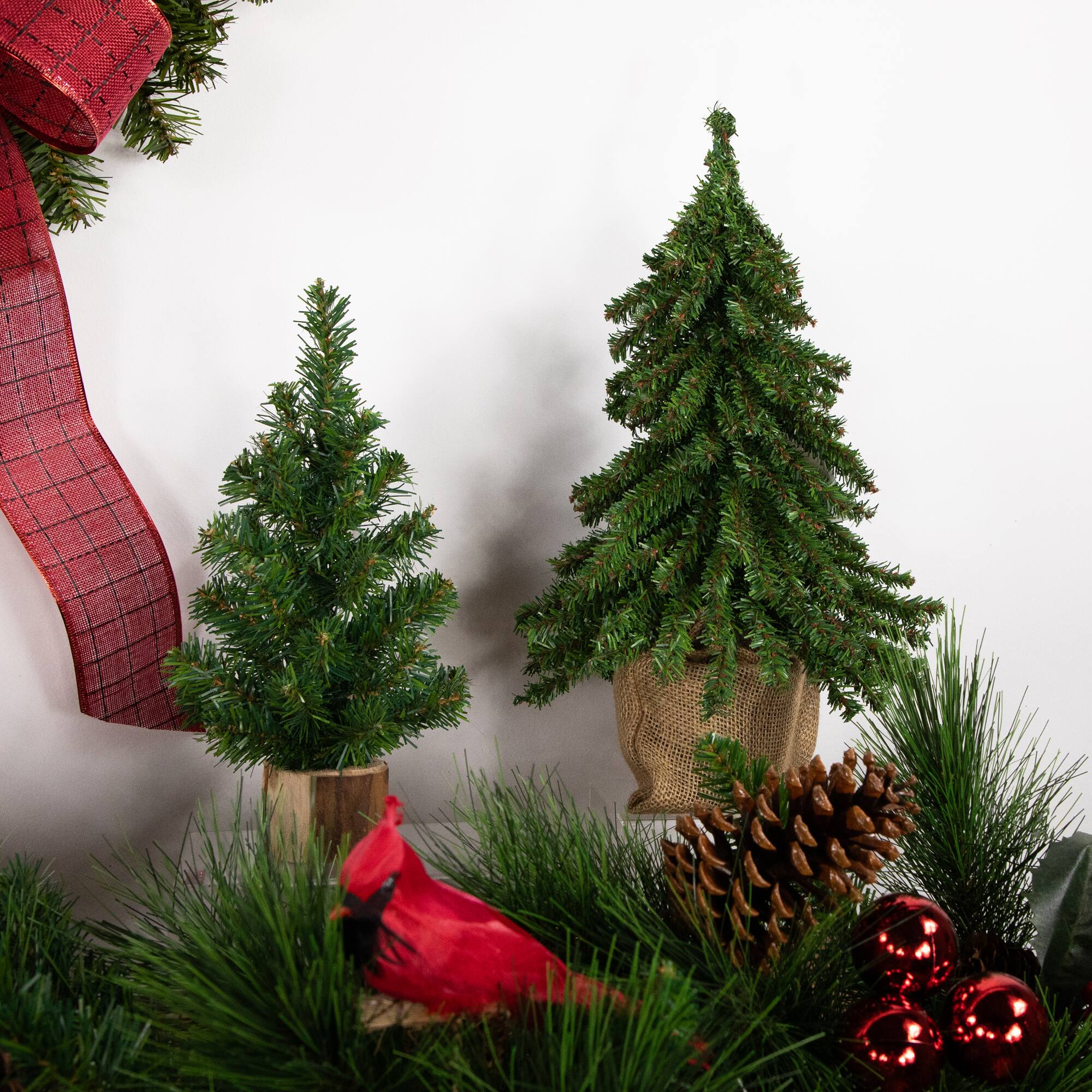 10" Unlit Alpine Artificial Christmas Tree with Wooden Base