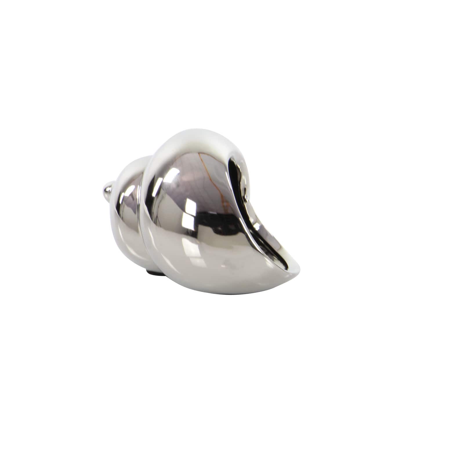 Set of 3 Silver Ceramic Coastal Shell Sculpture, 8", 7", 6"