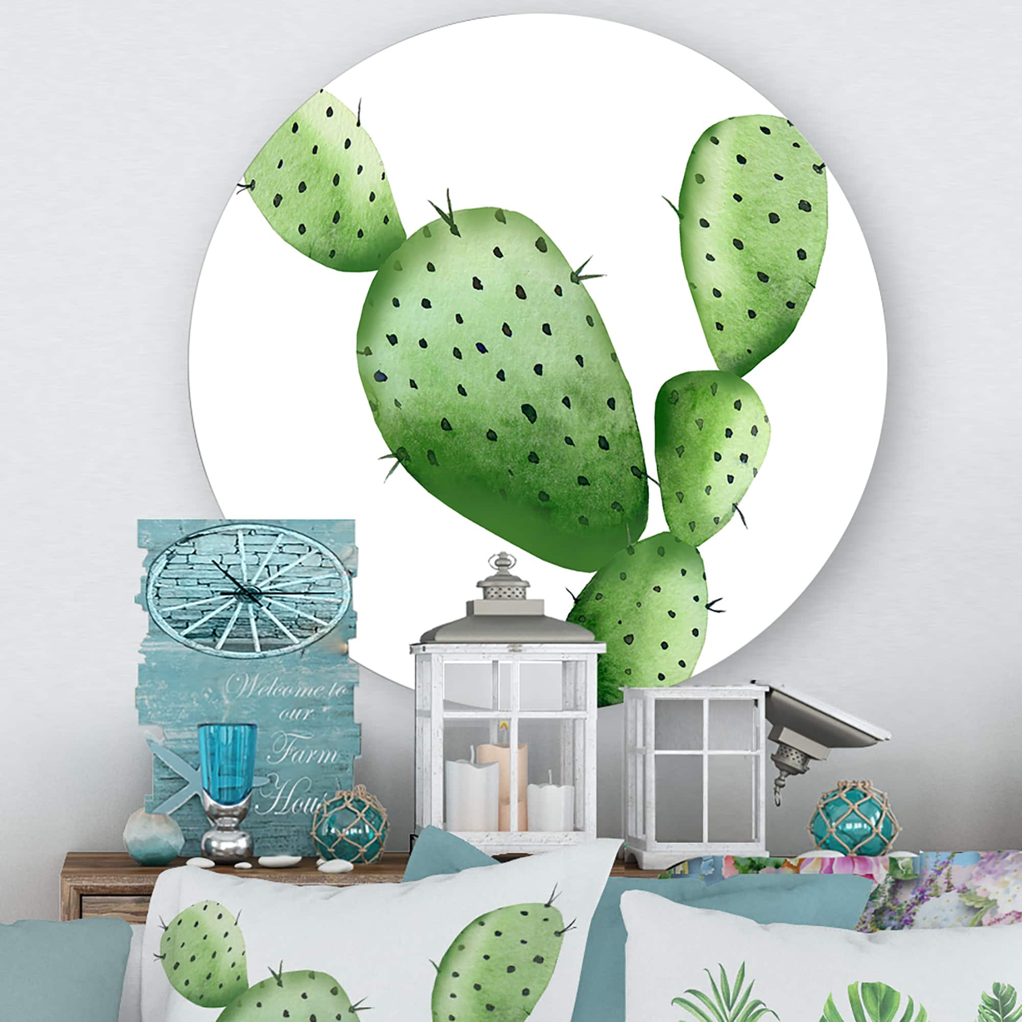 Designart - Green Southwestern Cactus