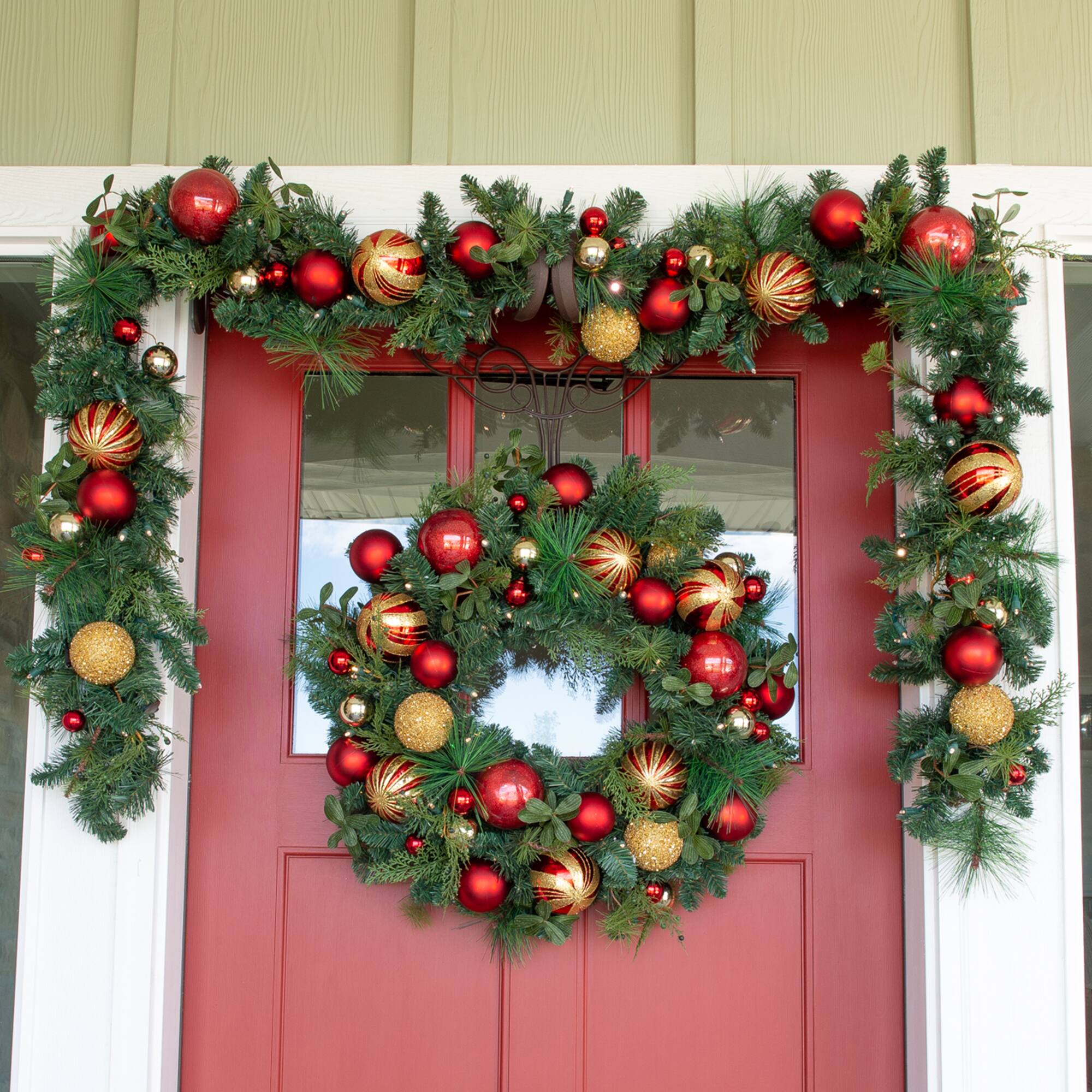 Village Lighting 30" Pre-Lit Christmas Classic Wreath, Clear LED Lights