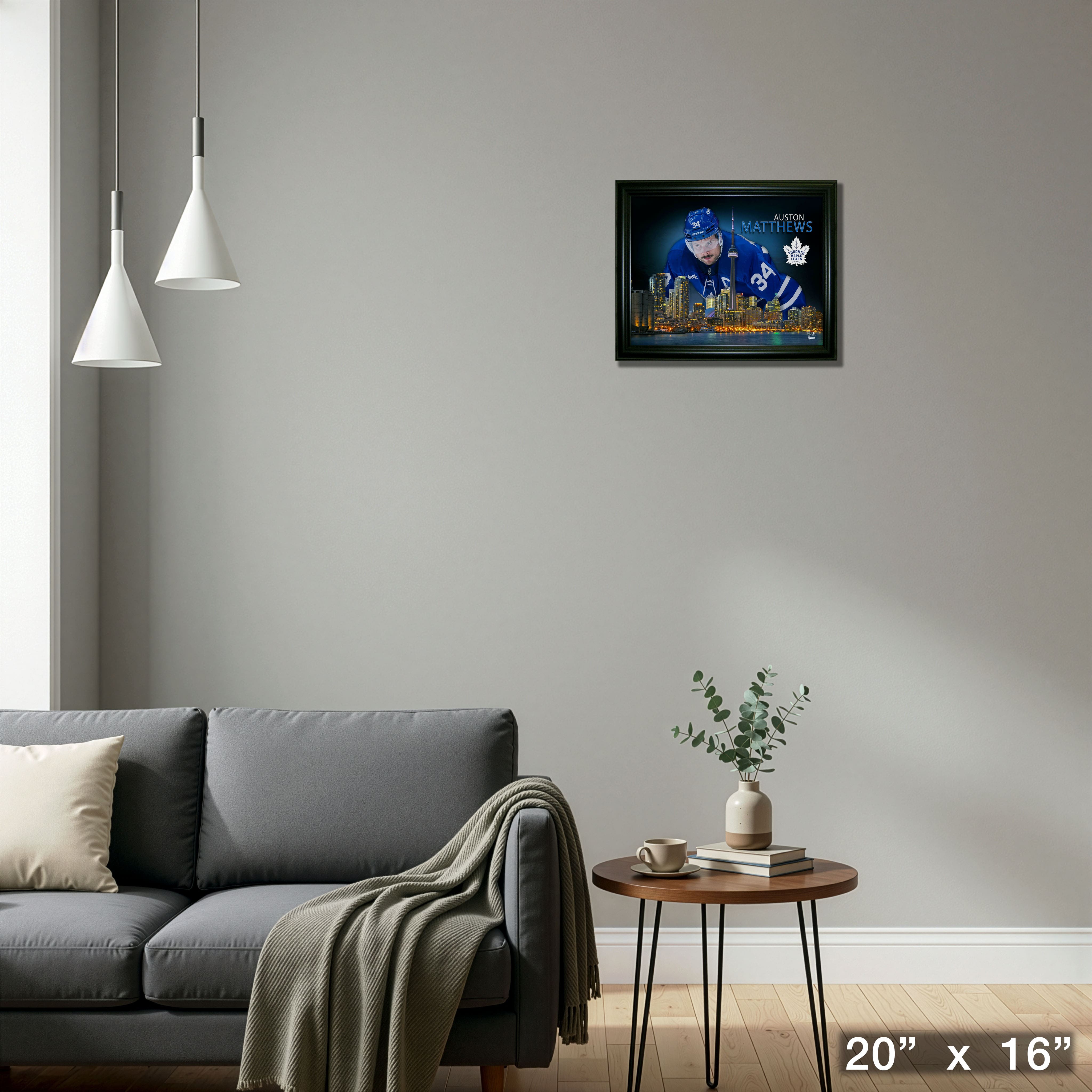 Auston Matthews 16" x 20" Framed Skyline Print Toronto Maple Leafs 20" x 16"