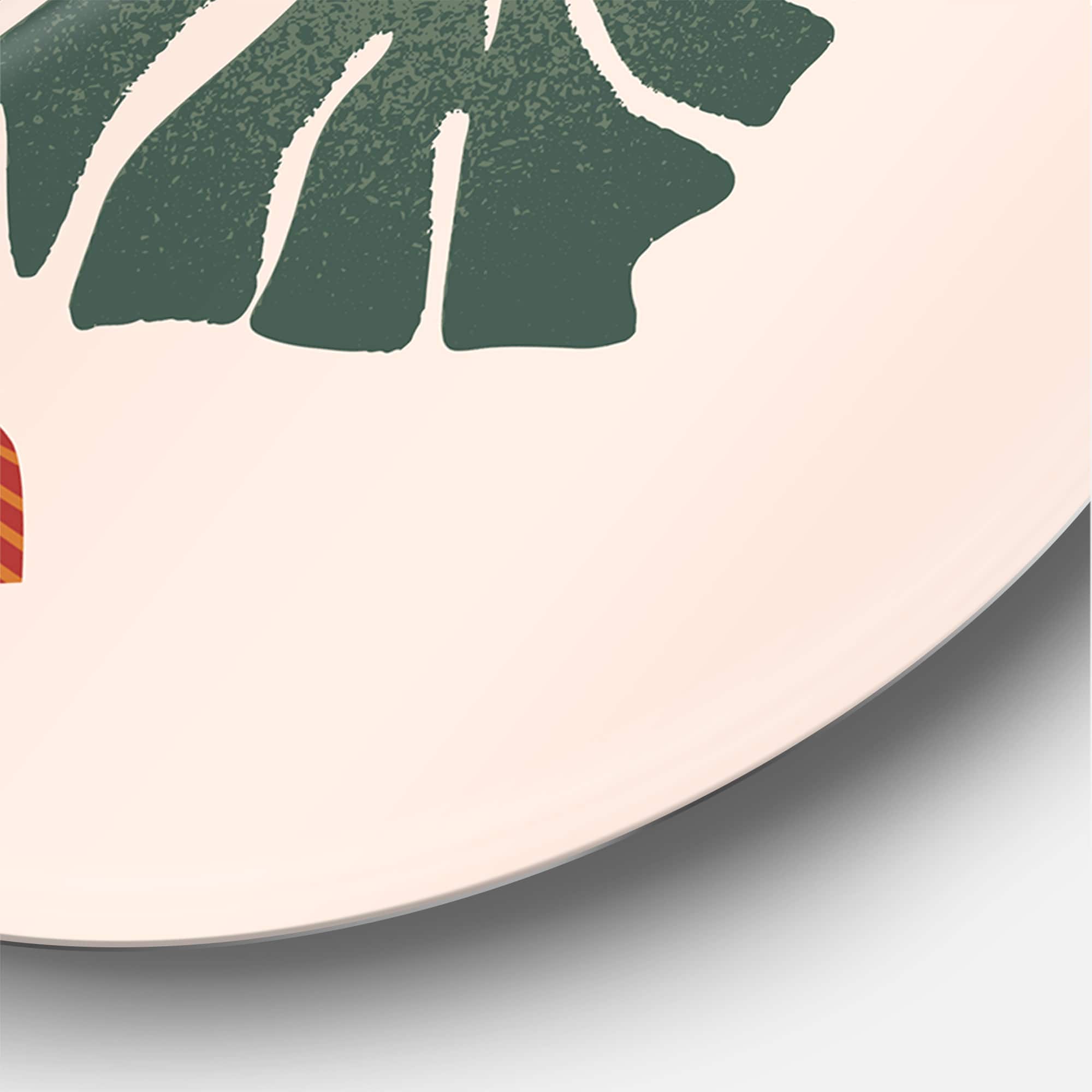 Designart - Moon & Sun Shapes In Retro Green & Terracotta Tone - Modern Metal Circle Wall Art