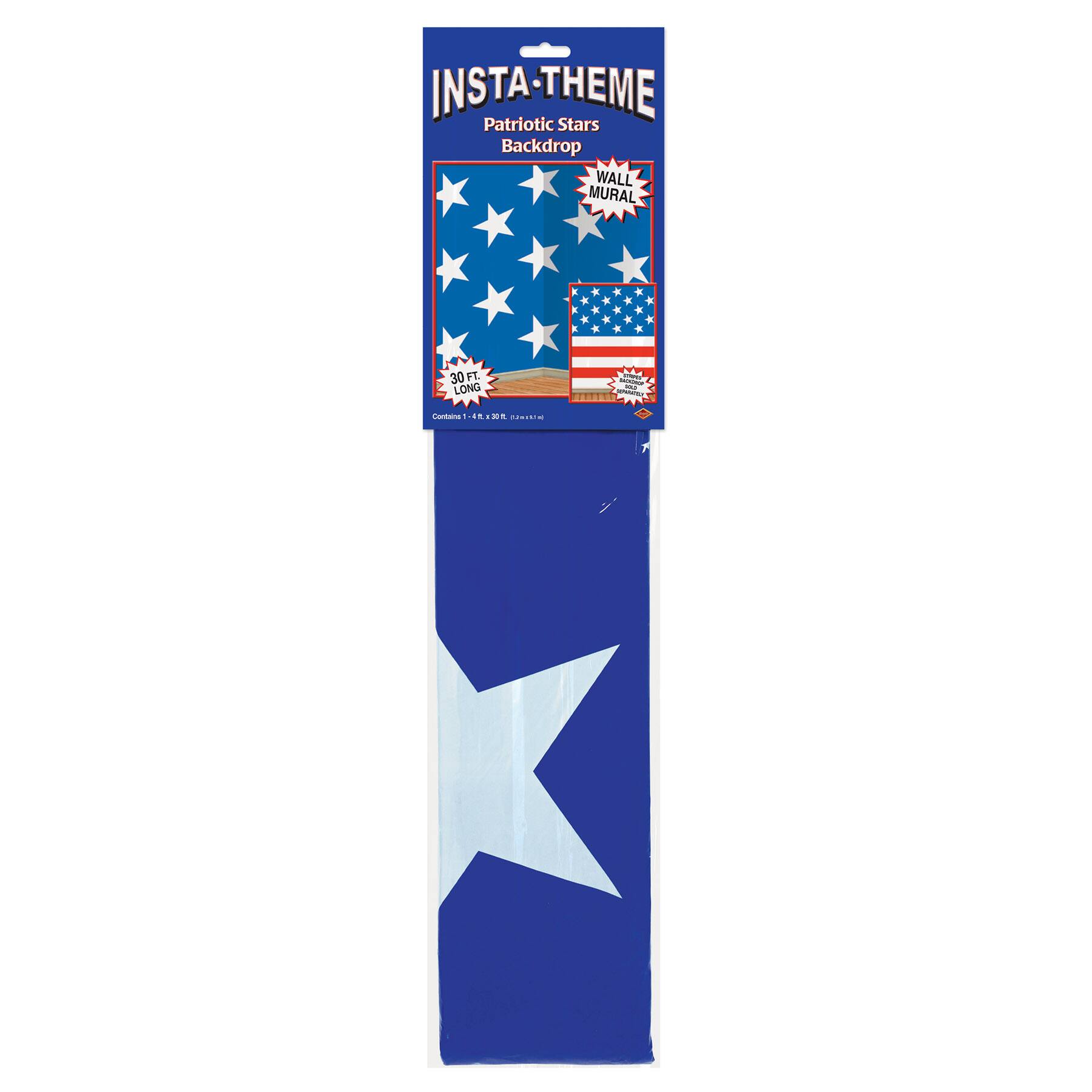 Beistle 4ft. x 30ft. Blue & White Patriotic Stars Backdrop
