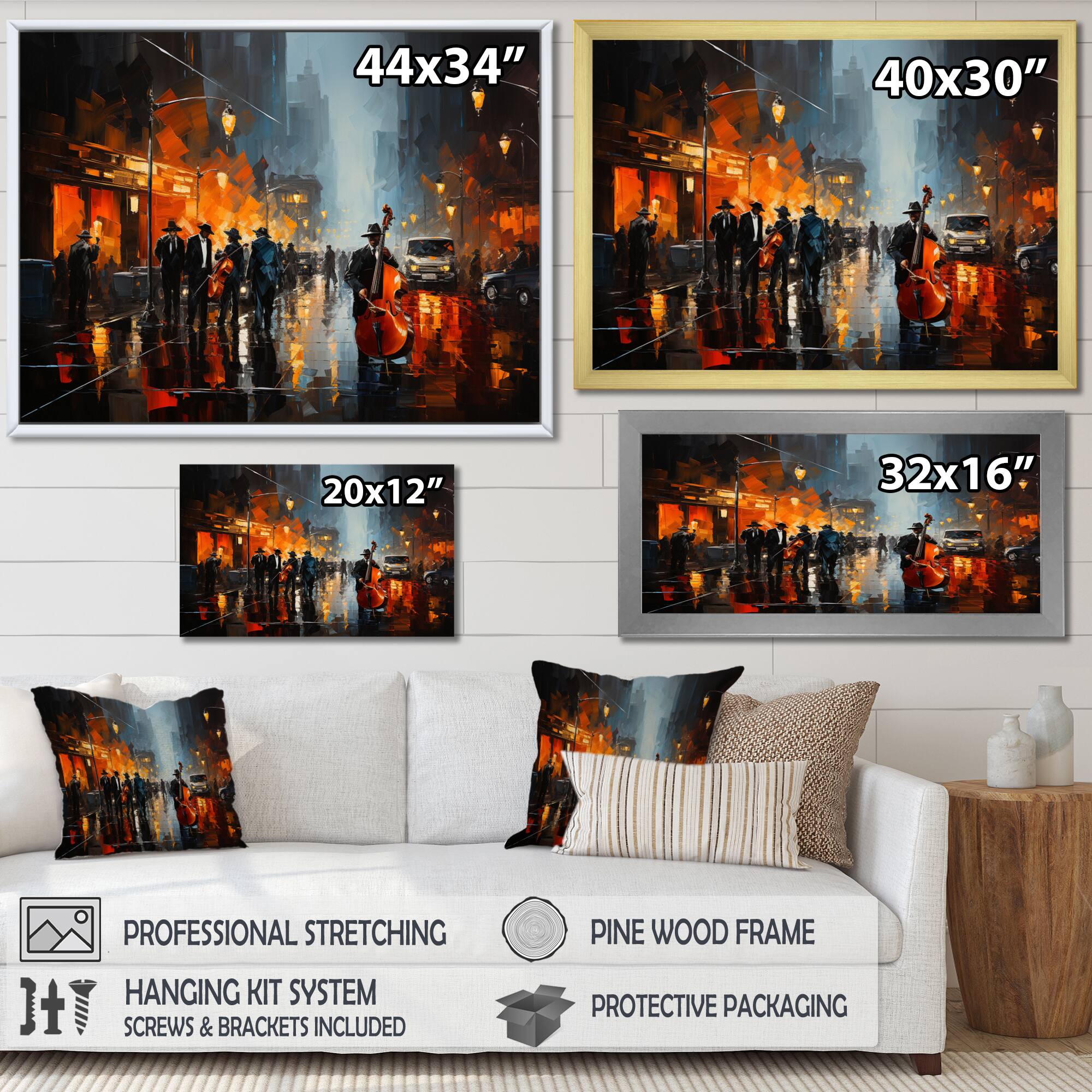 Designart "African American Harlem City" African American Framed Wall Art Prints