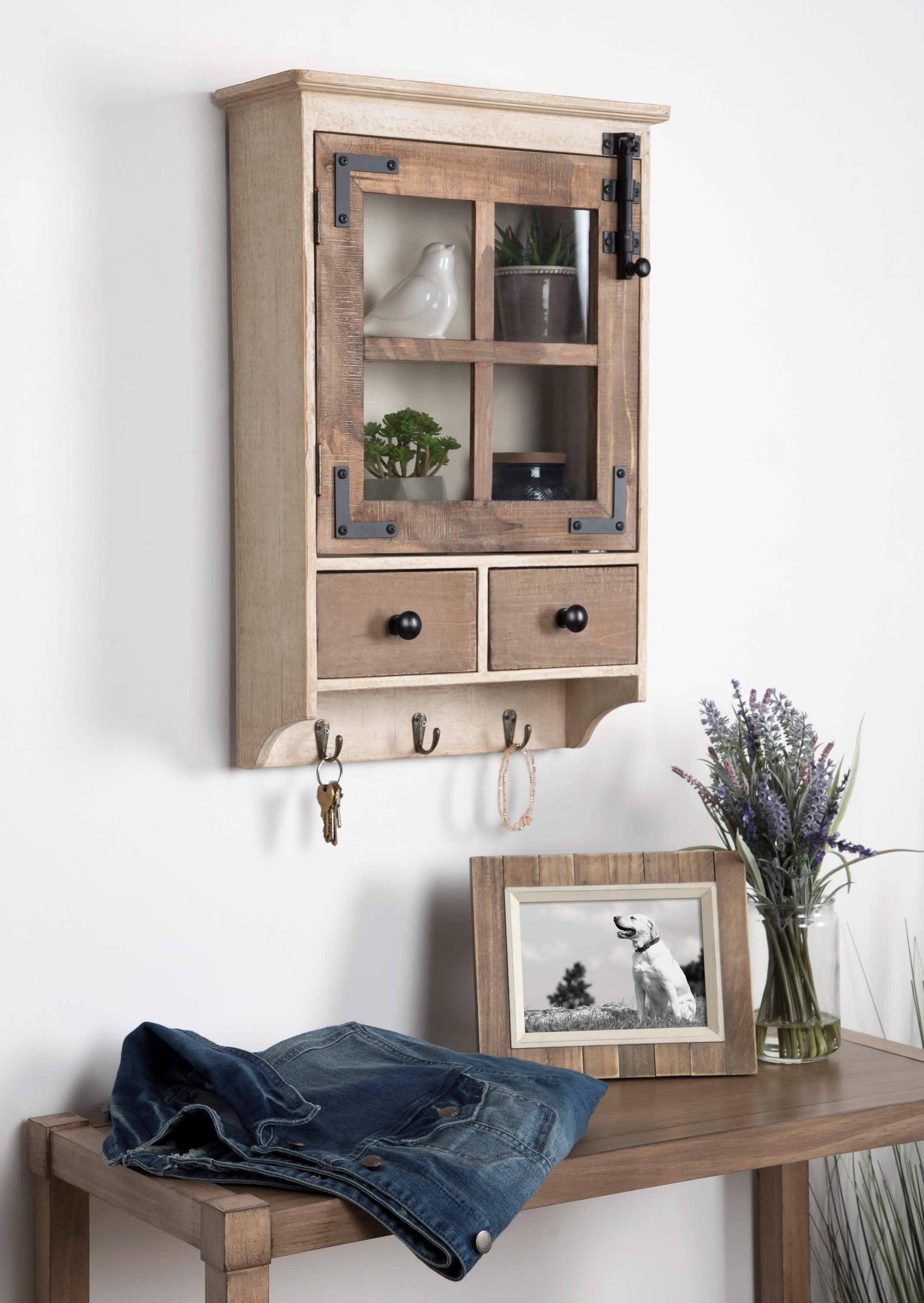 Kate and Laurel Hutchins Decorative 2 Drawer Wood Wall Cabinet