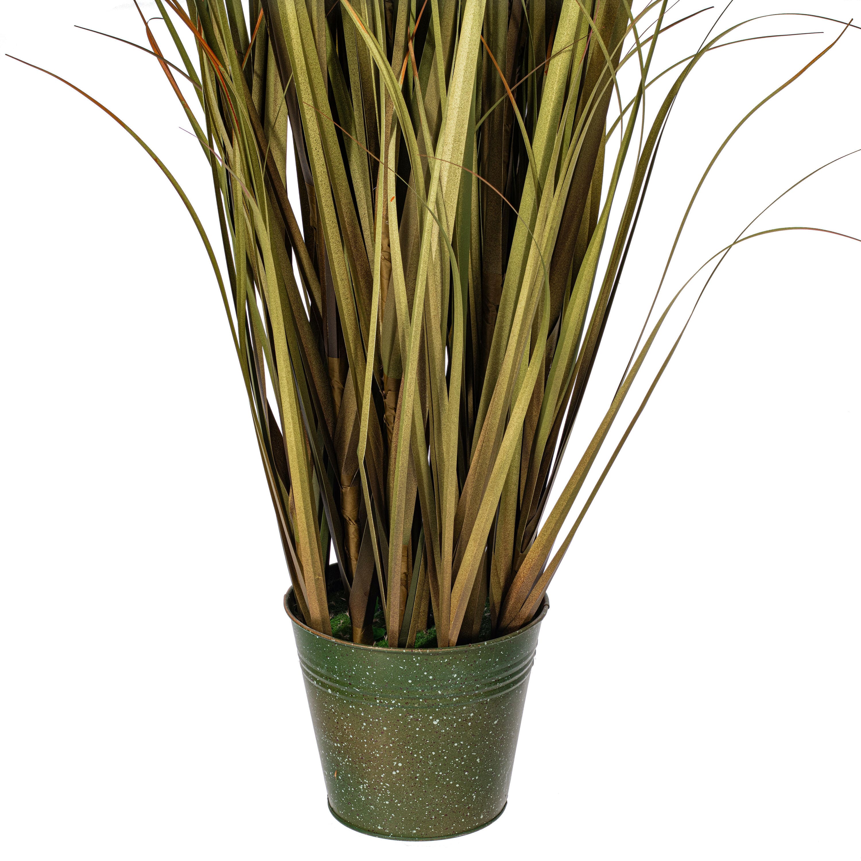 55" Artificial Green Grass & Natural Reeds in Iron Pot