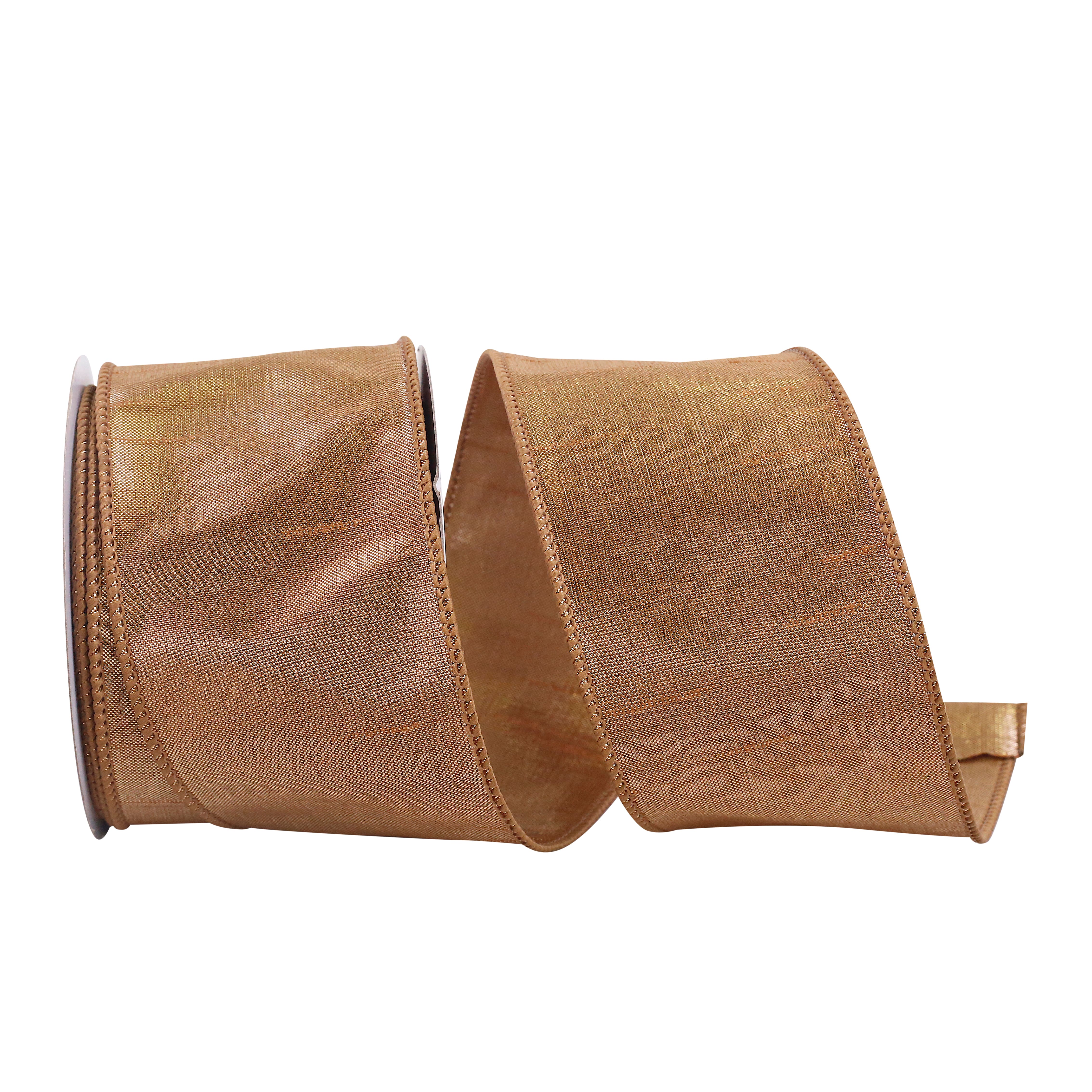 Reliant 2.5" x 10yd. Gold Dupioni Lamé Wired Metallic Ribbon