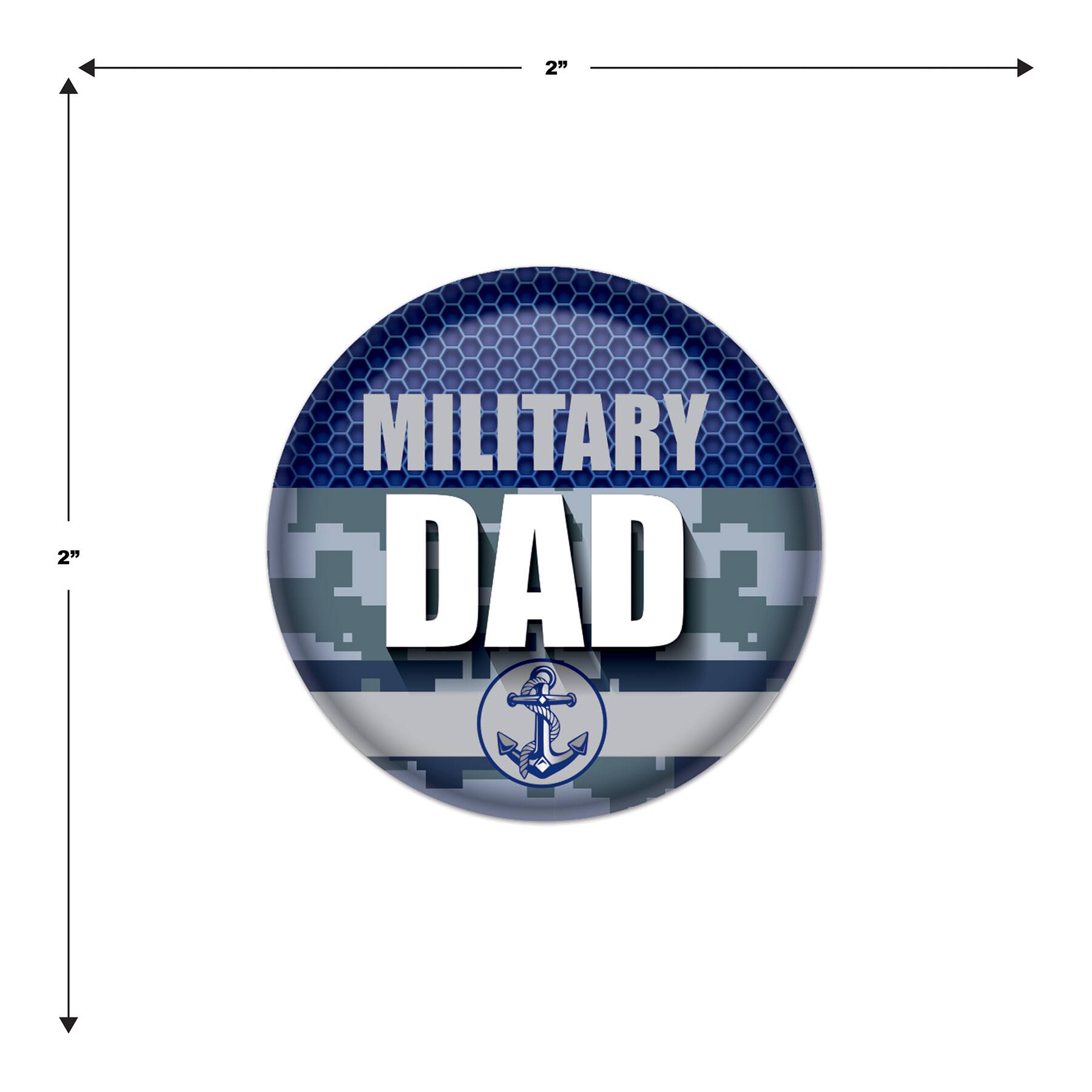 Beistle 2" Blue Camouflage Military Dad Buttons, 6ct.